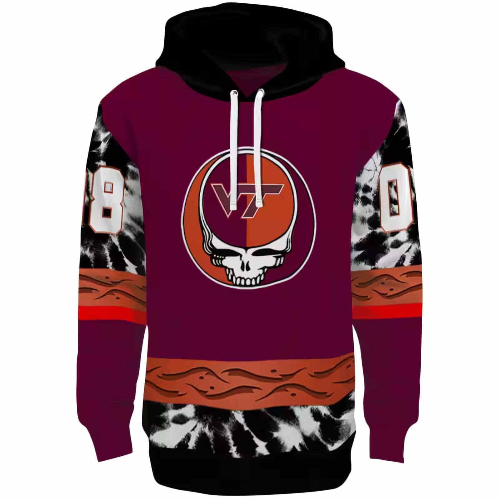Customized Virginia Tech Hokies Grateful Vibes Maroon Hoodie