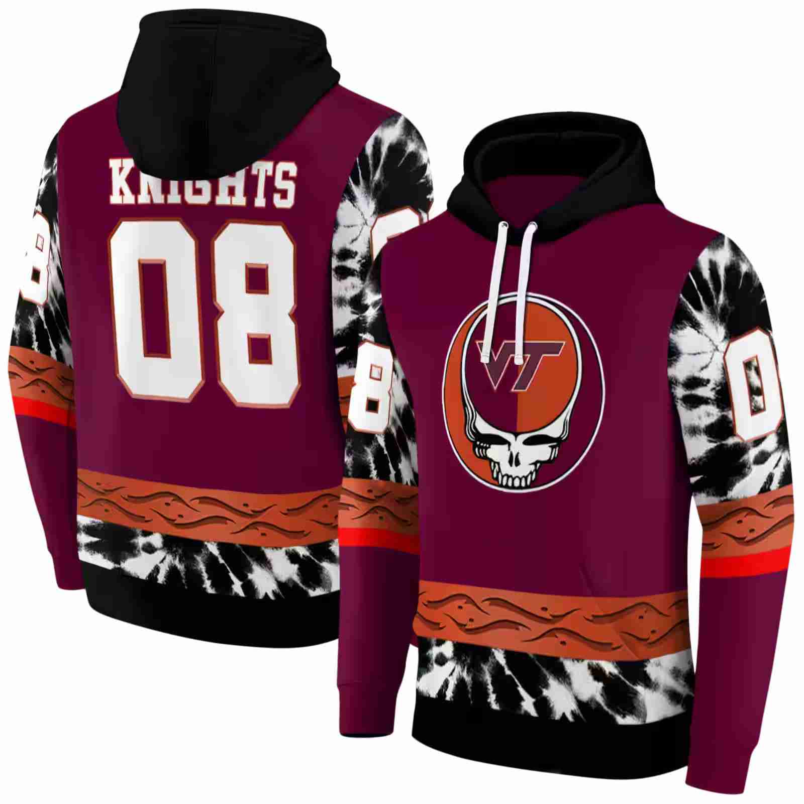 customized virginia tech hokies grateful vibes maroon hoodie fashion forward