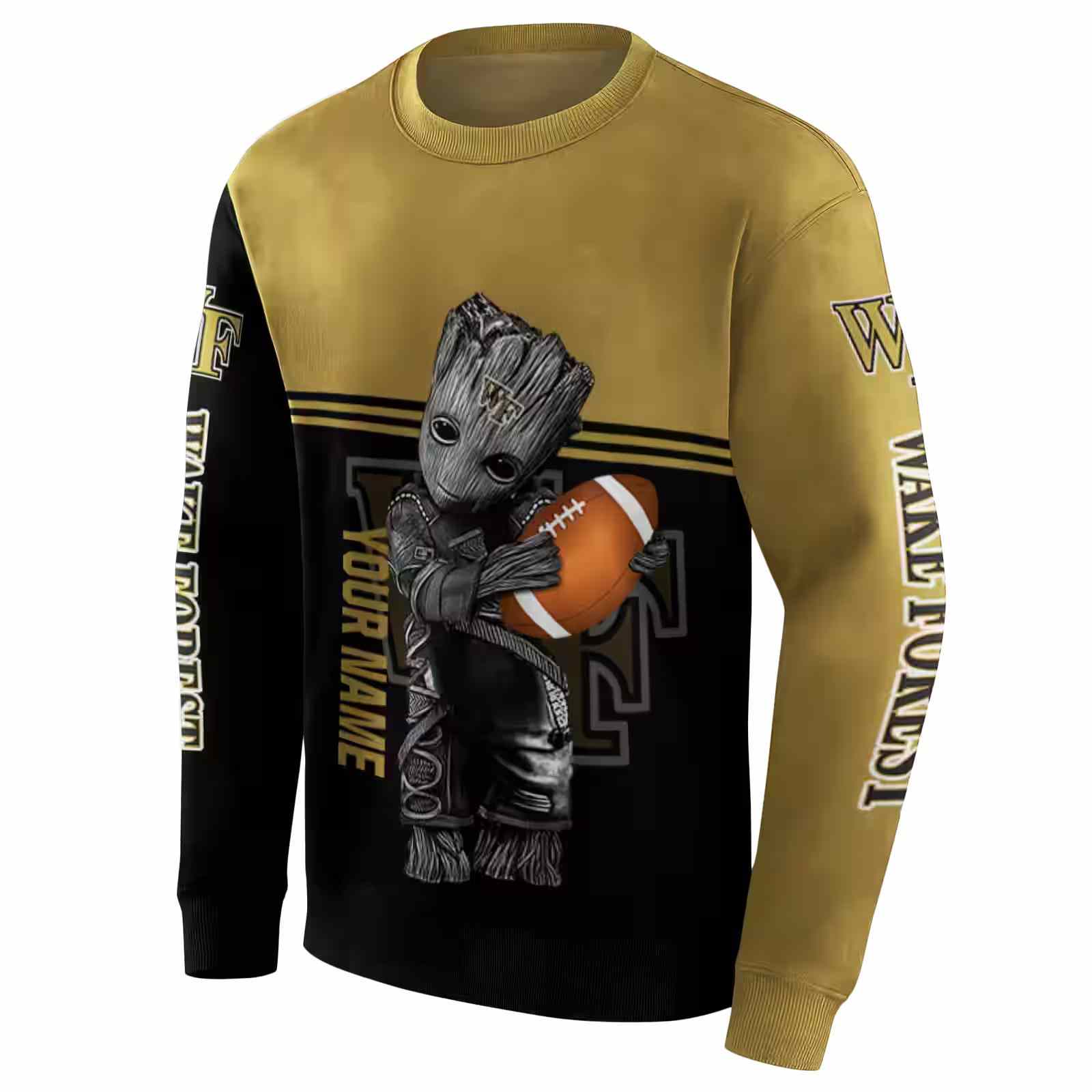 customized wake forest demon deacons baby groot gold black hoodie new arrival