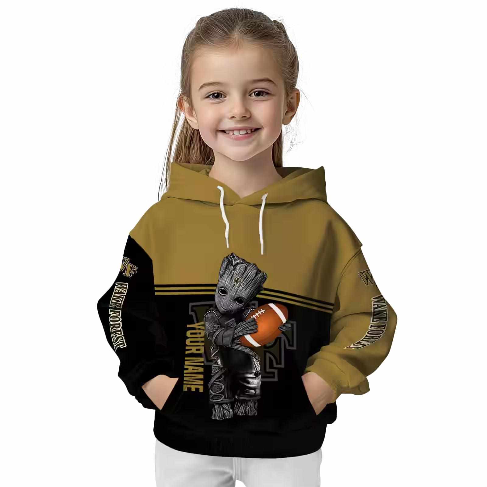 customized wake forest demon deacons baby groot gold black hoodie top rated