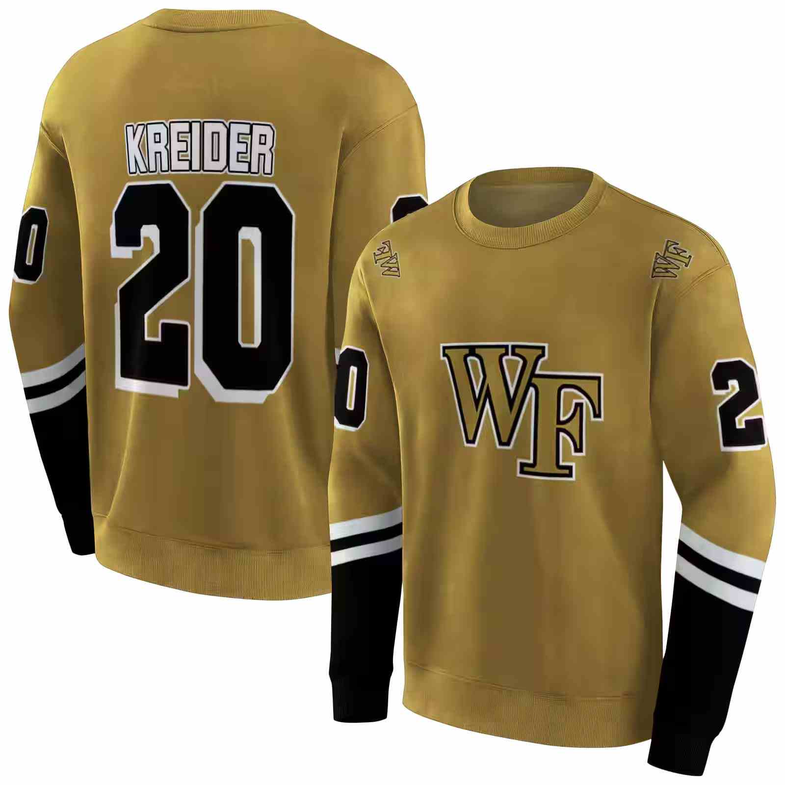 customized wake forest demon deacons striped sleeves gold hoodie premium grade