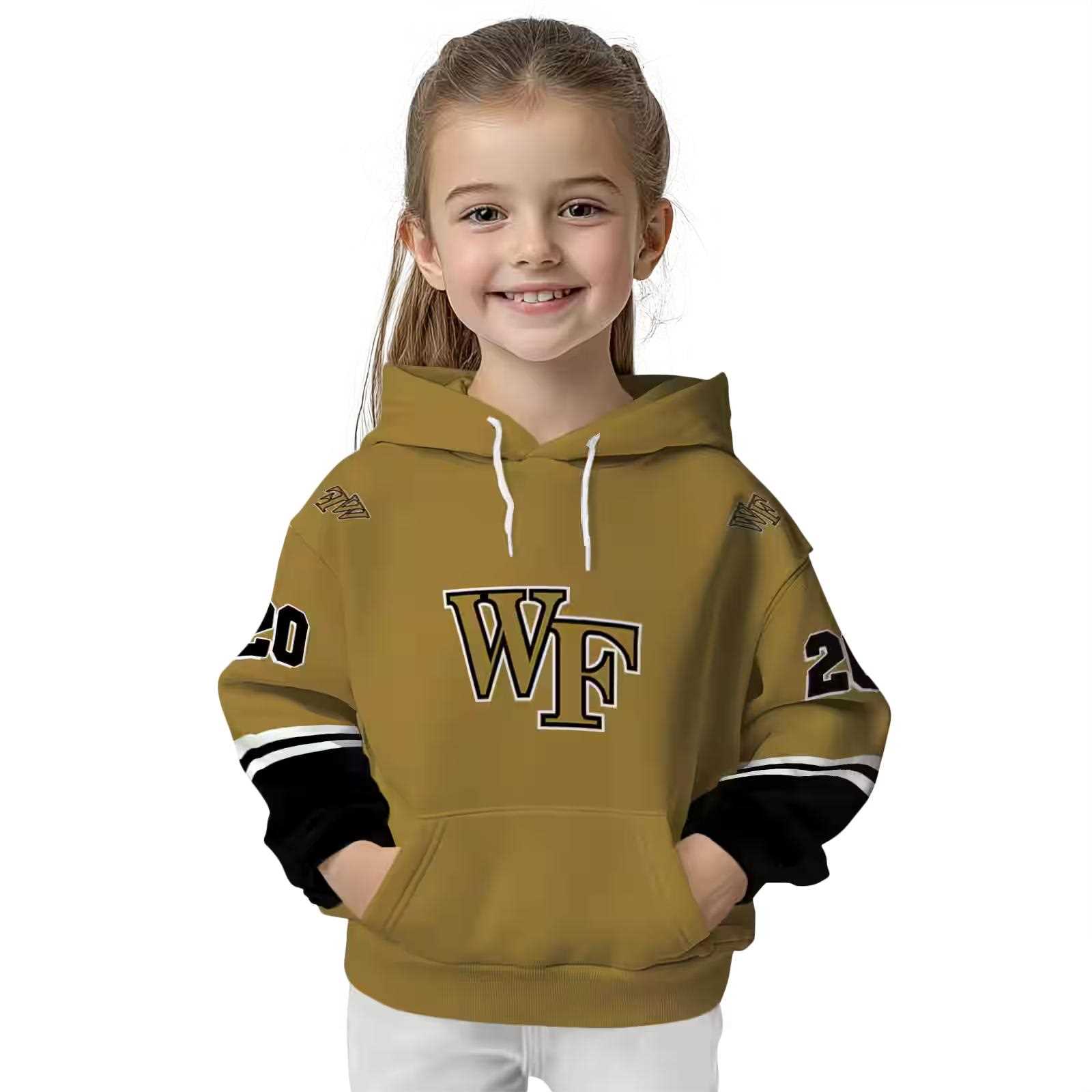 customized wake forest demon deacons striped sleeves gold hoodie top rated