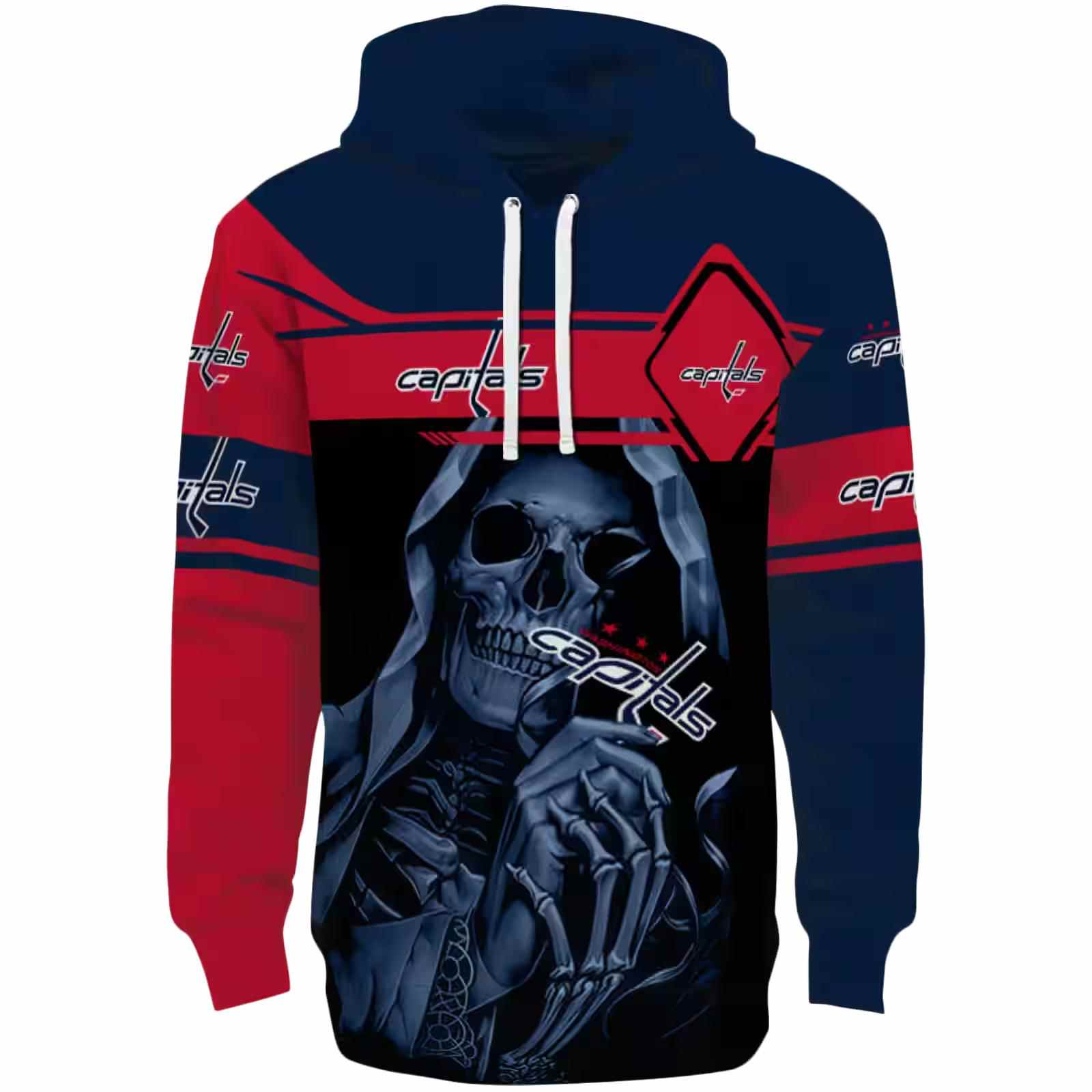 Customized Washington Capitals Grim Reaper Blue Black Hoodie