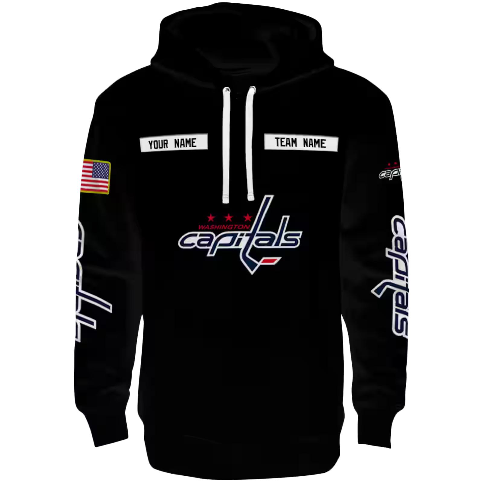 Customized Washington Capitals Punisher Skull Black Hoodie