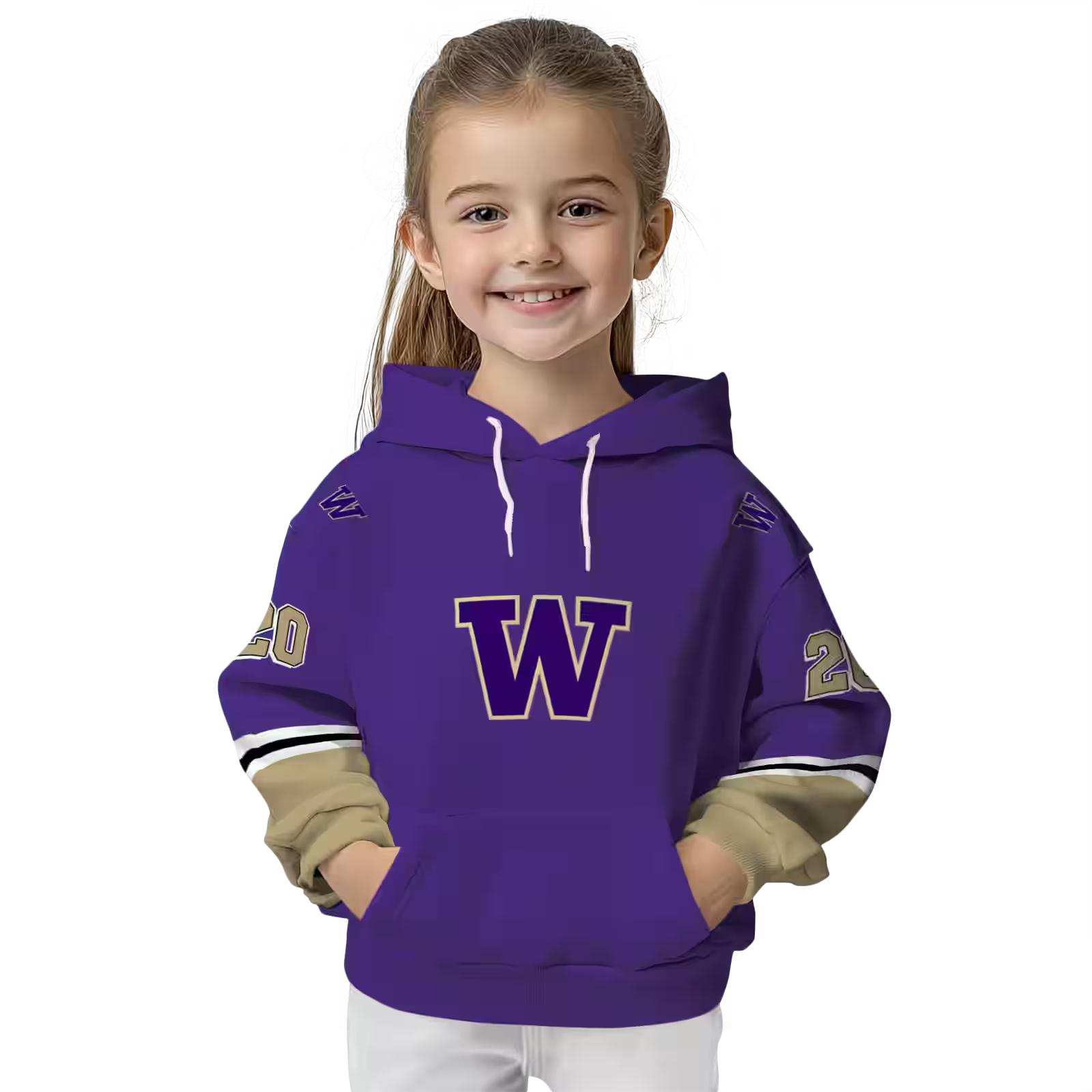 customized washington huskies striped sleeves purple hoodie top rated