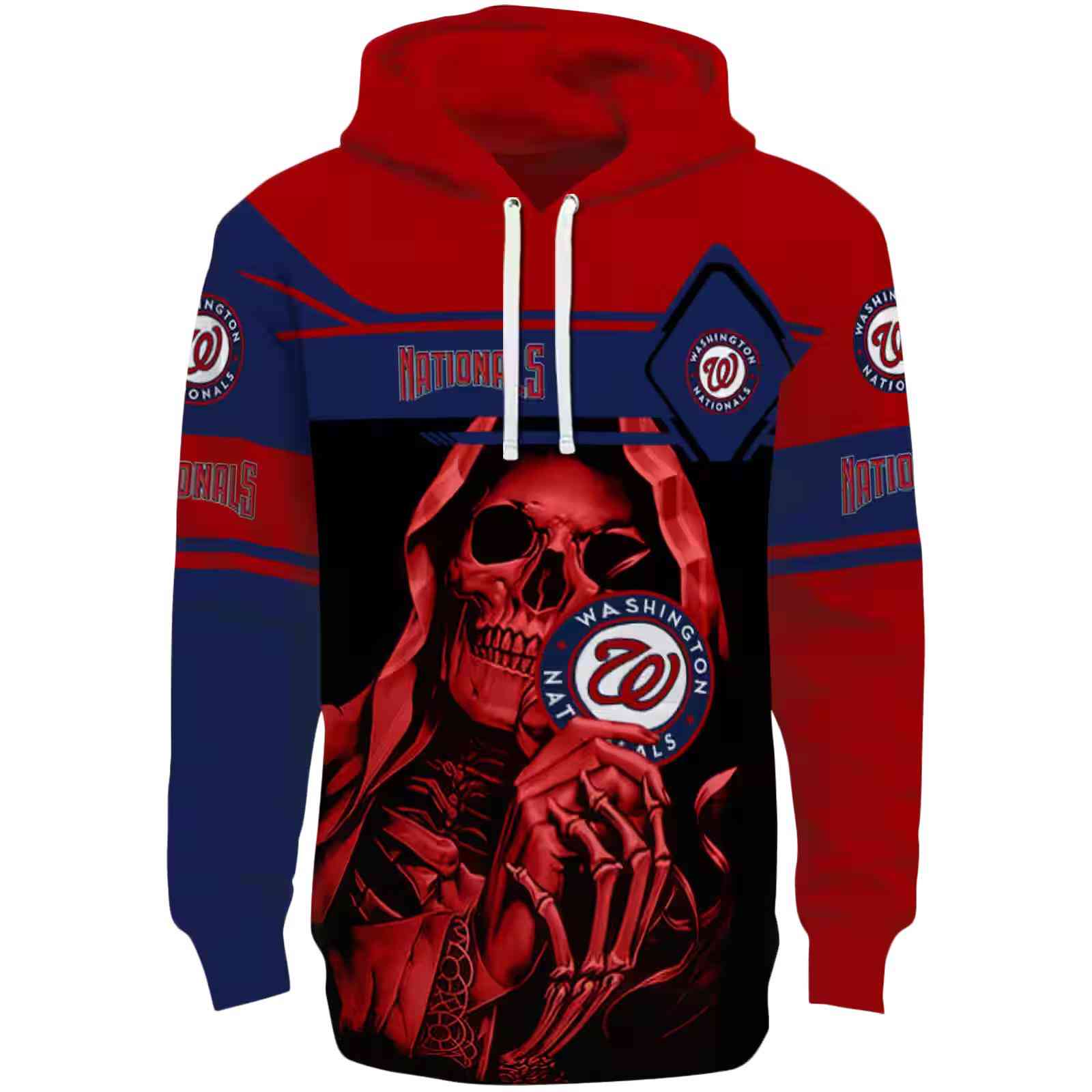 Customized Washington Nationals Grim Reaper Red Black Hoodie