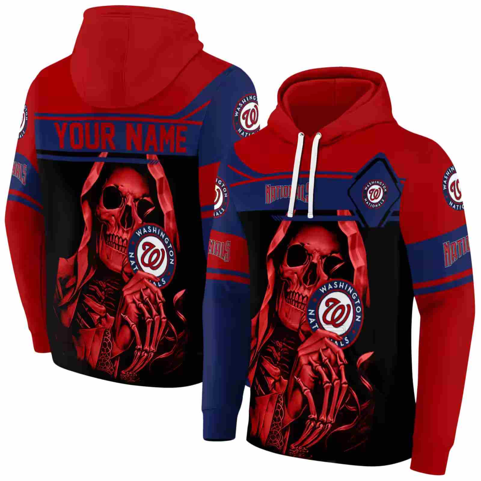 customized washington nationals grim reaper red black hoodie fashion forward