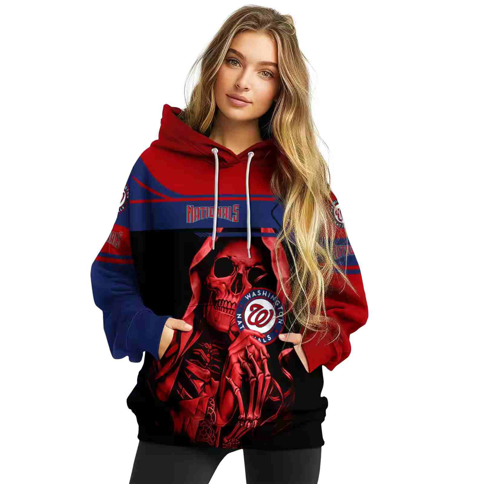 customized washington nationals grim reaper red black hoodie high quality