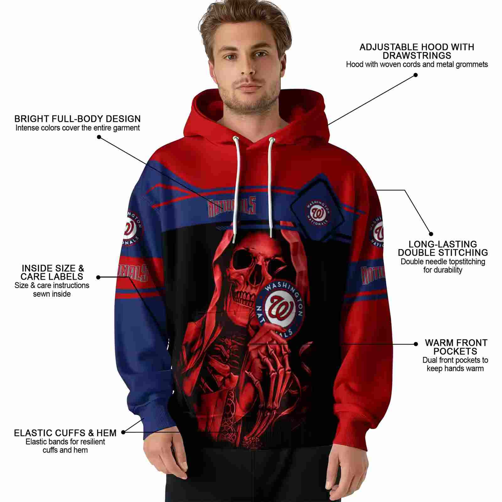 customized washington nationals grim reaper red black hoodie latest model