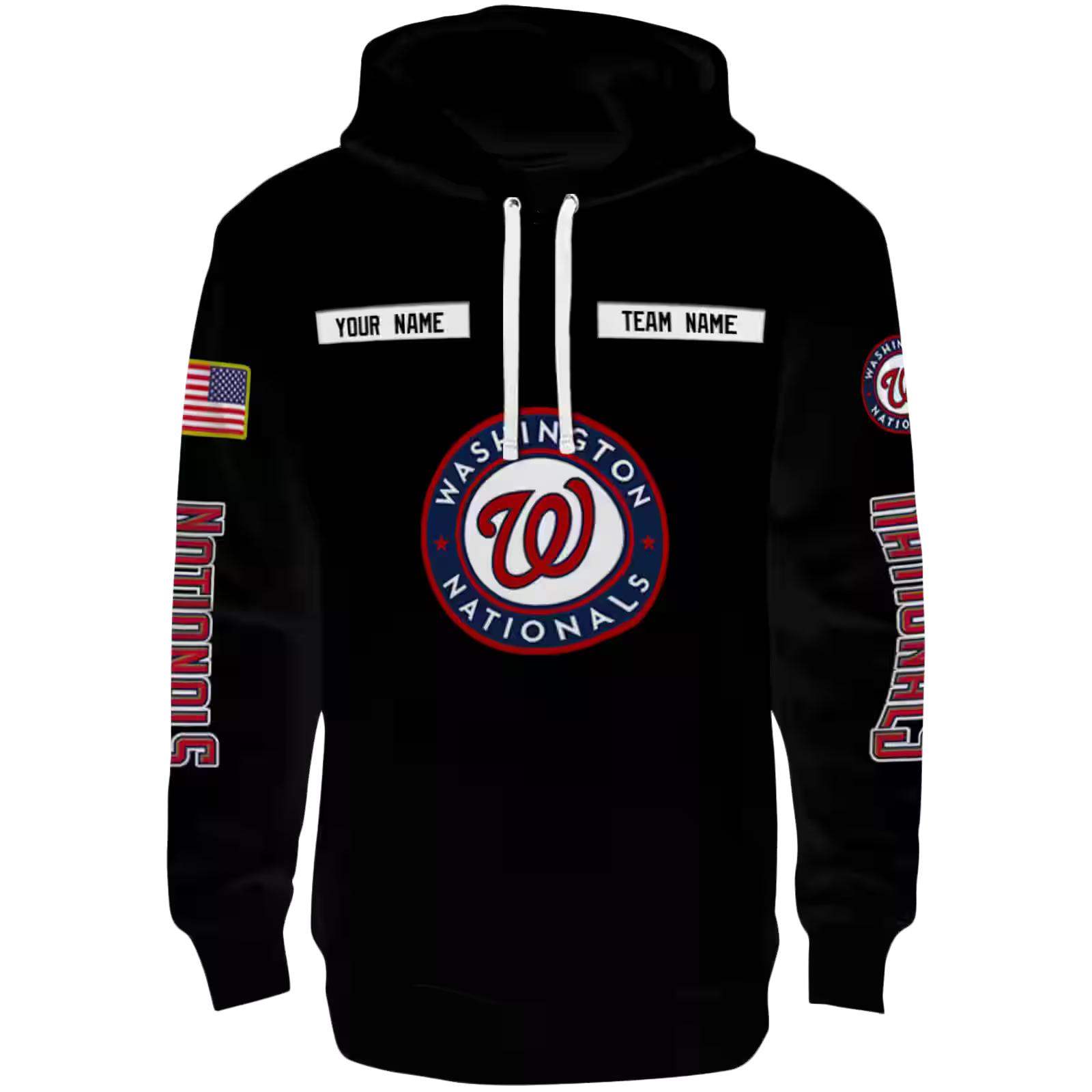 Customized Washington Nationals Punisher Skull Black Hoodie