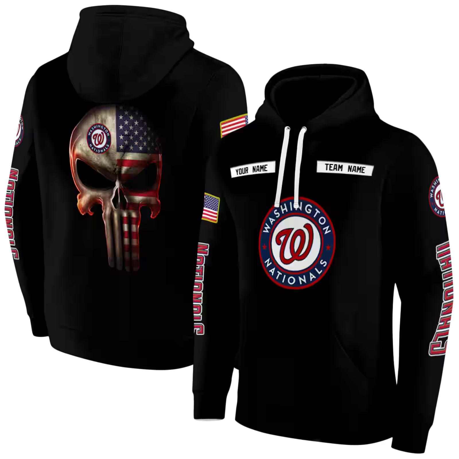 customized washington nationals punisher skull black hoodie fashion forward