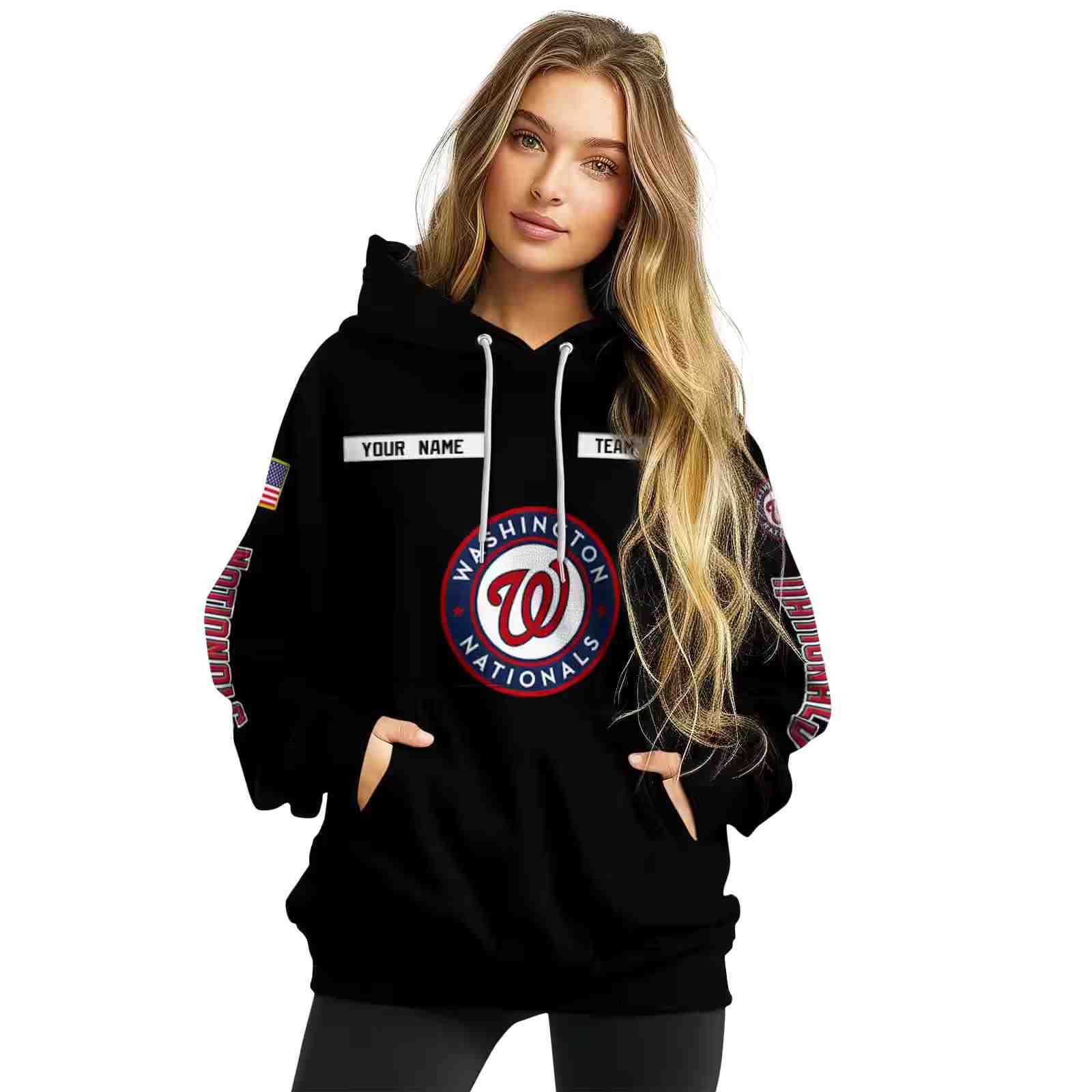 customized washington nationals punisher skull black hoodie high quality