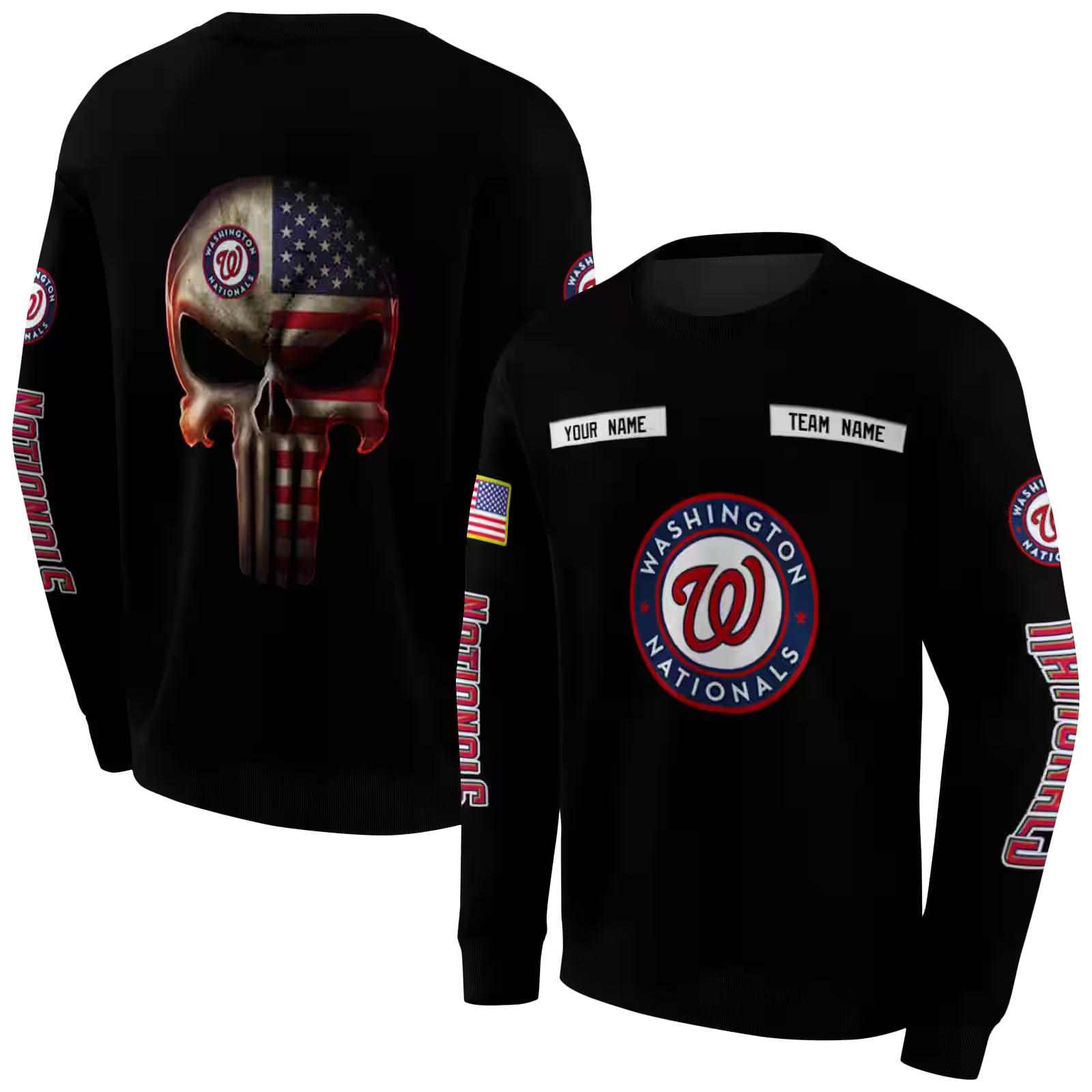 customized washington nationals punisher skull black hoodie premium grade