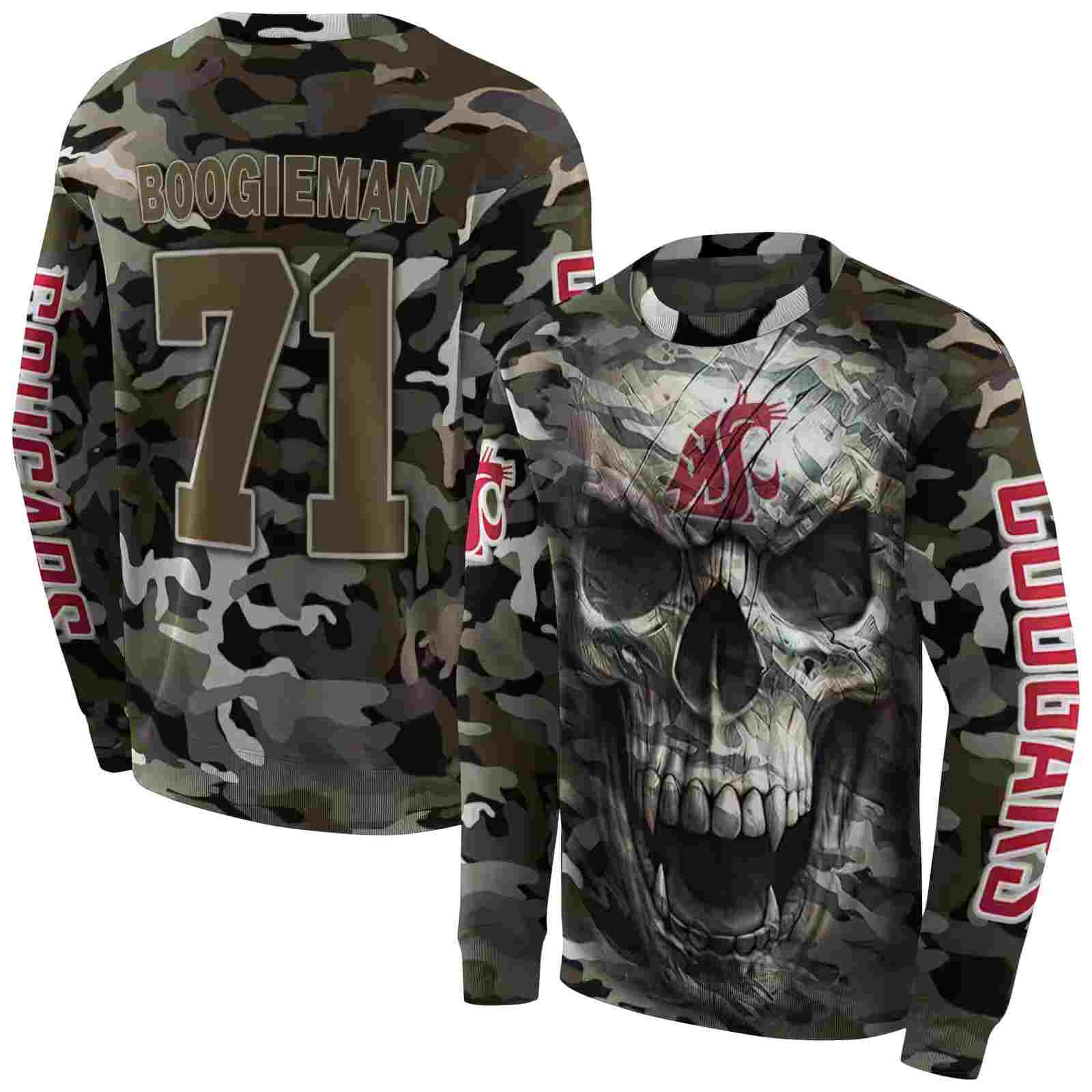 customized washington state cougars camo skull hoodie premium grade