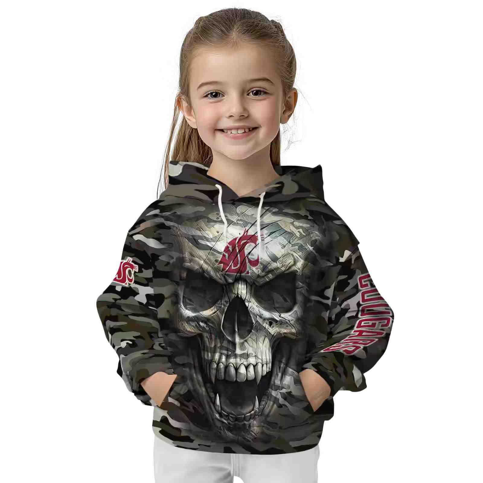 customized washington state cougars camo skull hoodie top rated