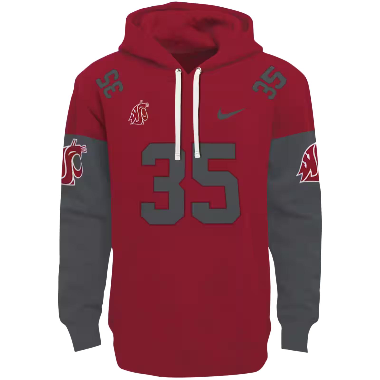 Customized Washington State Cougars Minimal Design Crimson Hoodie