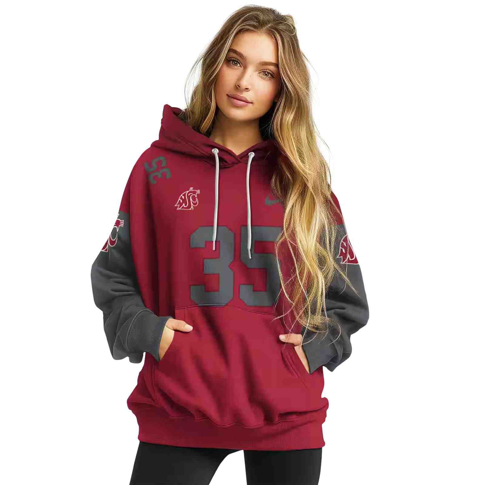 customized washington state cougars minimal design crimson hoodie high quality