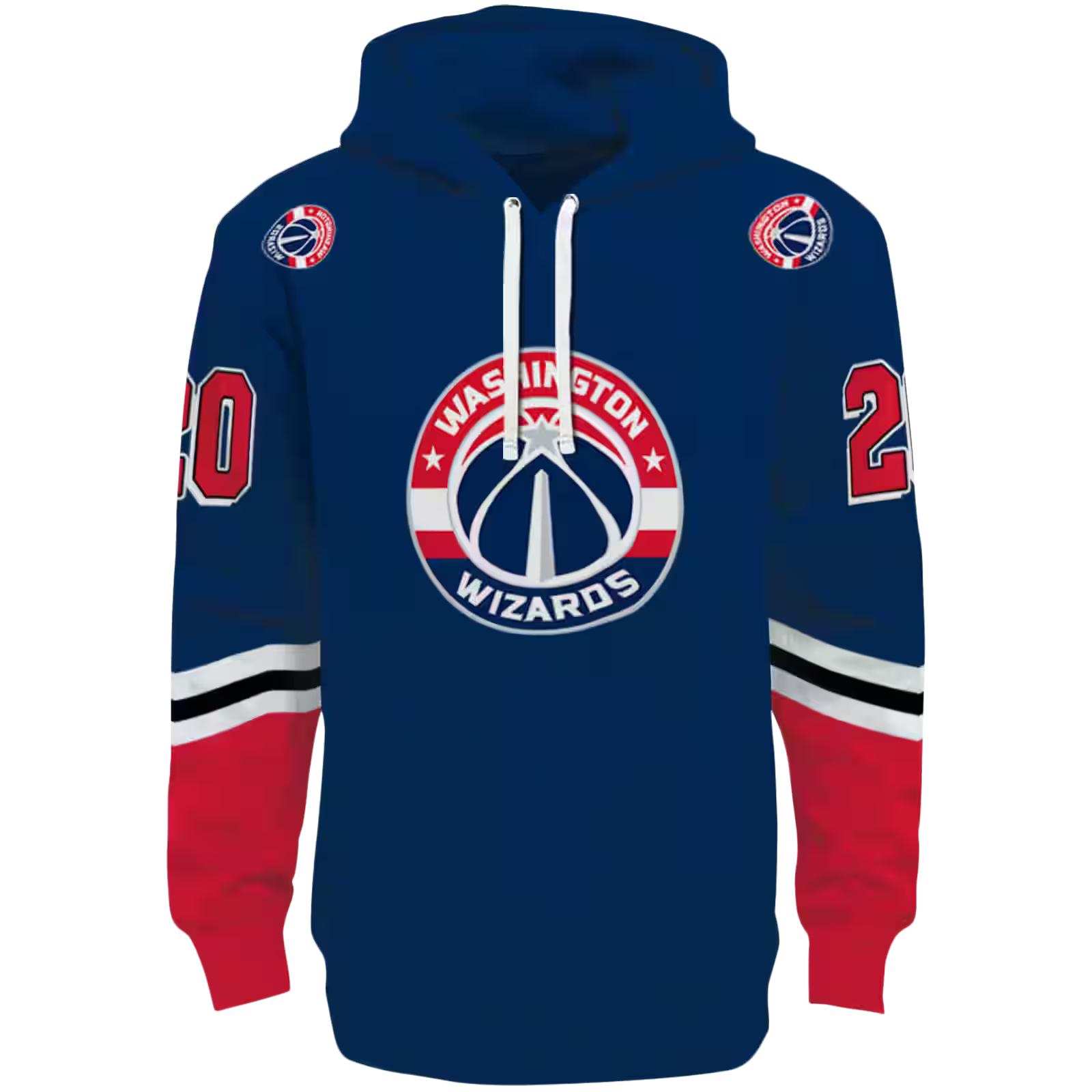 Customized Washington Wizards Striped Sleeves Blue Hoodie