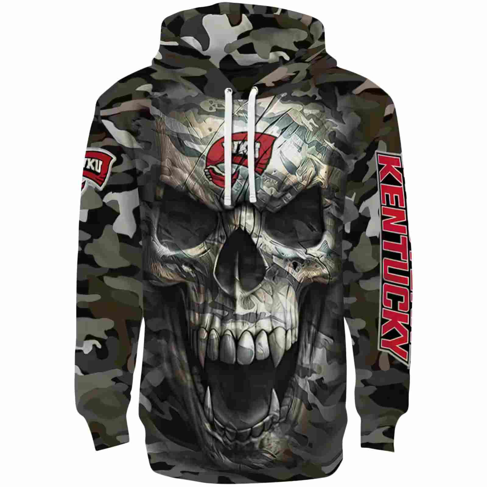 Customized Western Kentucky Hilltoppers Camo Skull Hoodie