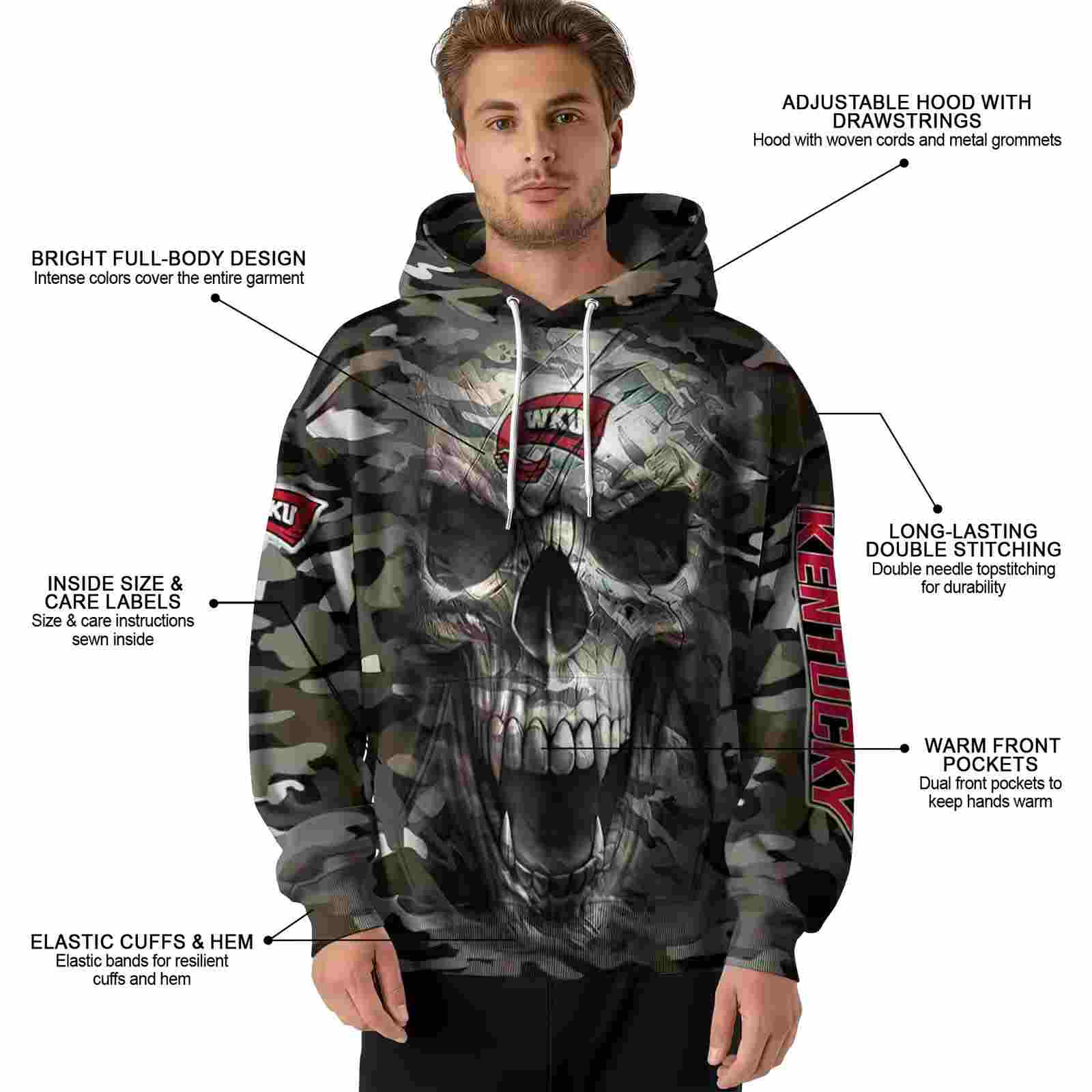 customized western kentucky hilltoppers camo skull hoodie latest model