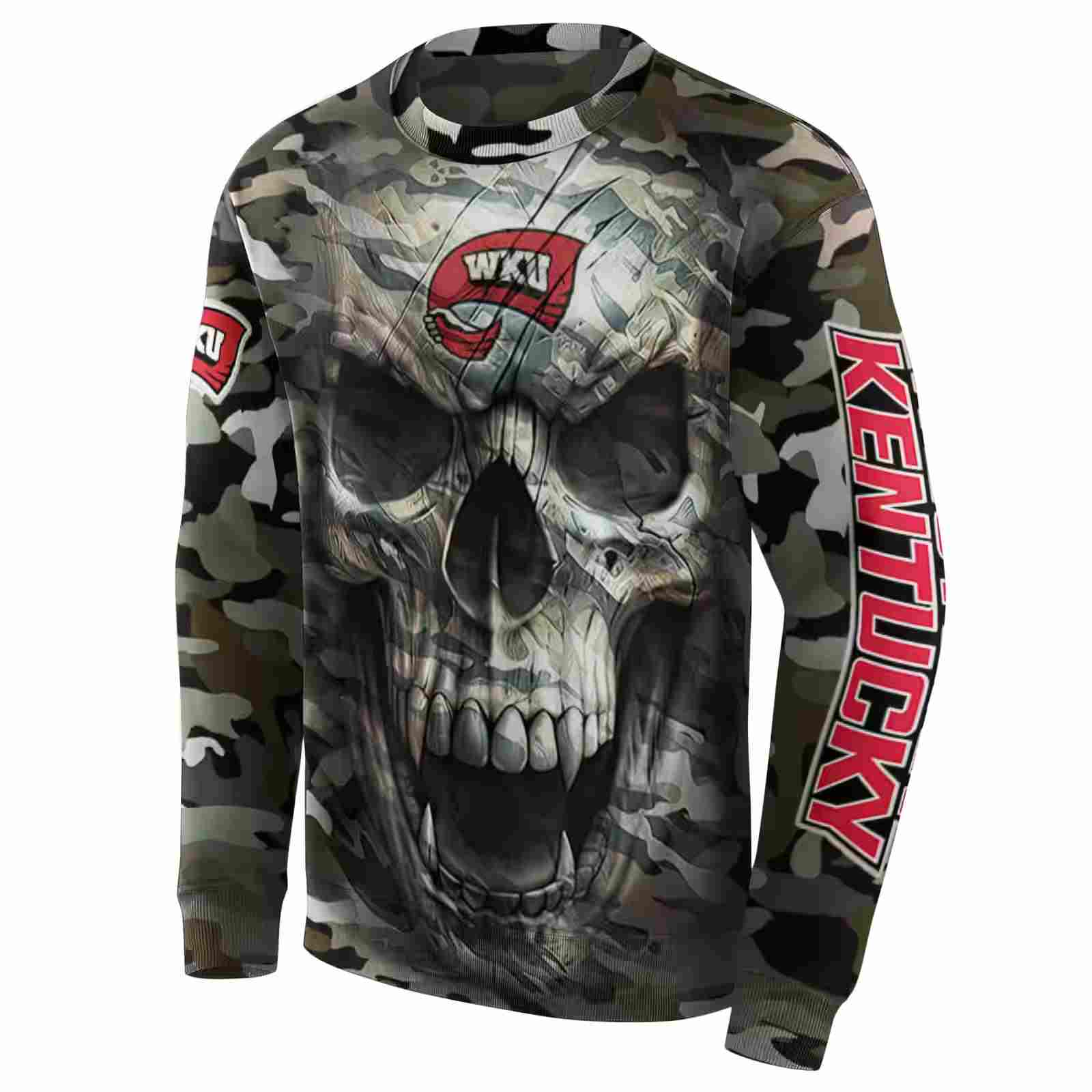 customized western kentucky hilltoppers camo skull hoodie new arrival