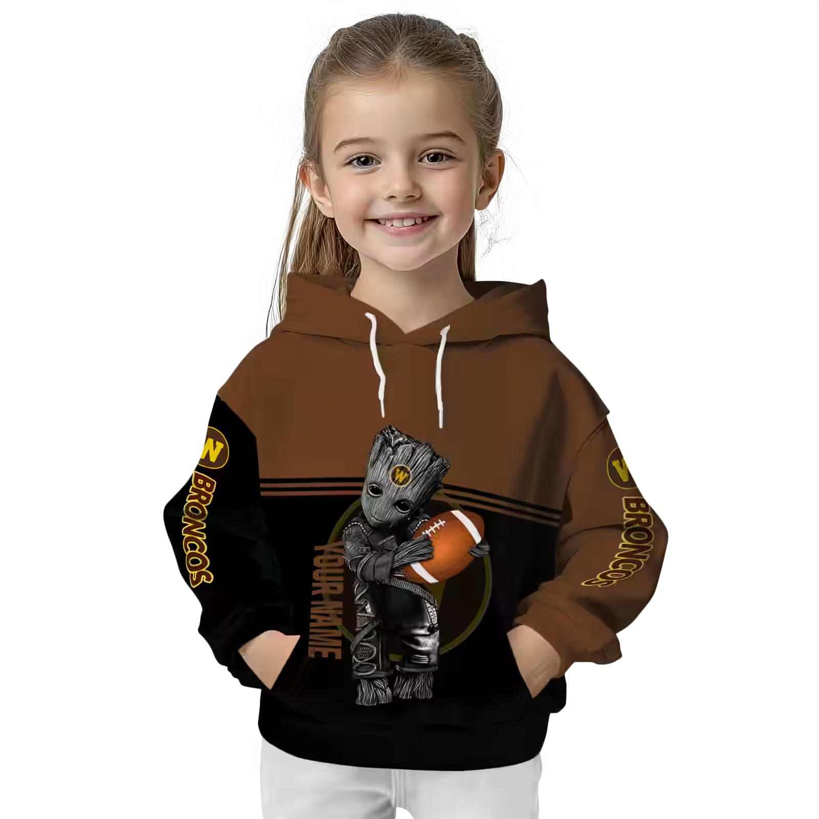 customized western michigan broncos baby groot brown black hoodie top rated