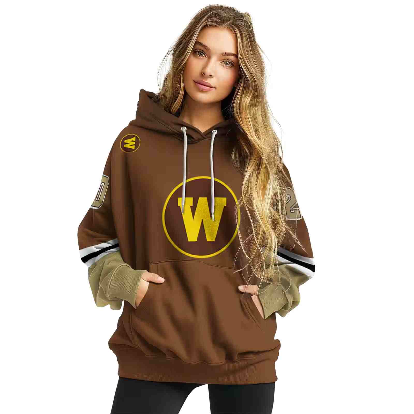 customized western michigan broncos striped sleeves brown hoodie high quality