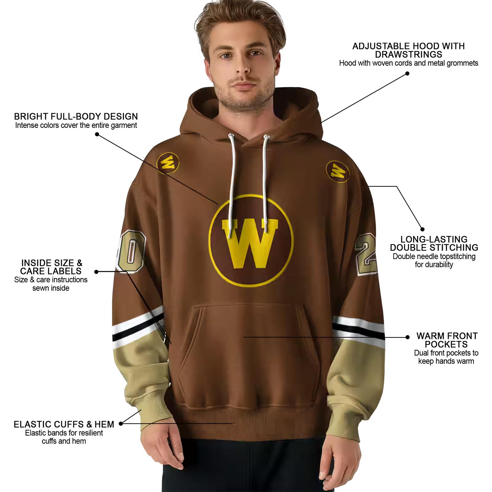 customized western michigan broncos striped sleeves brown hoodie latest model