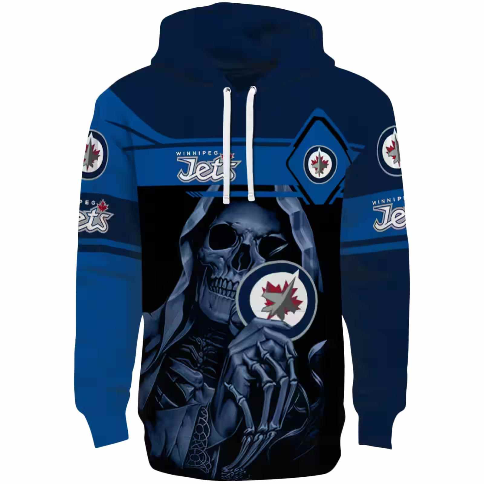 Customized Winnipeg Jets Grim Reaper Blue Black Hoodie