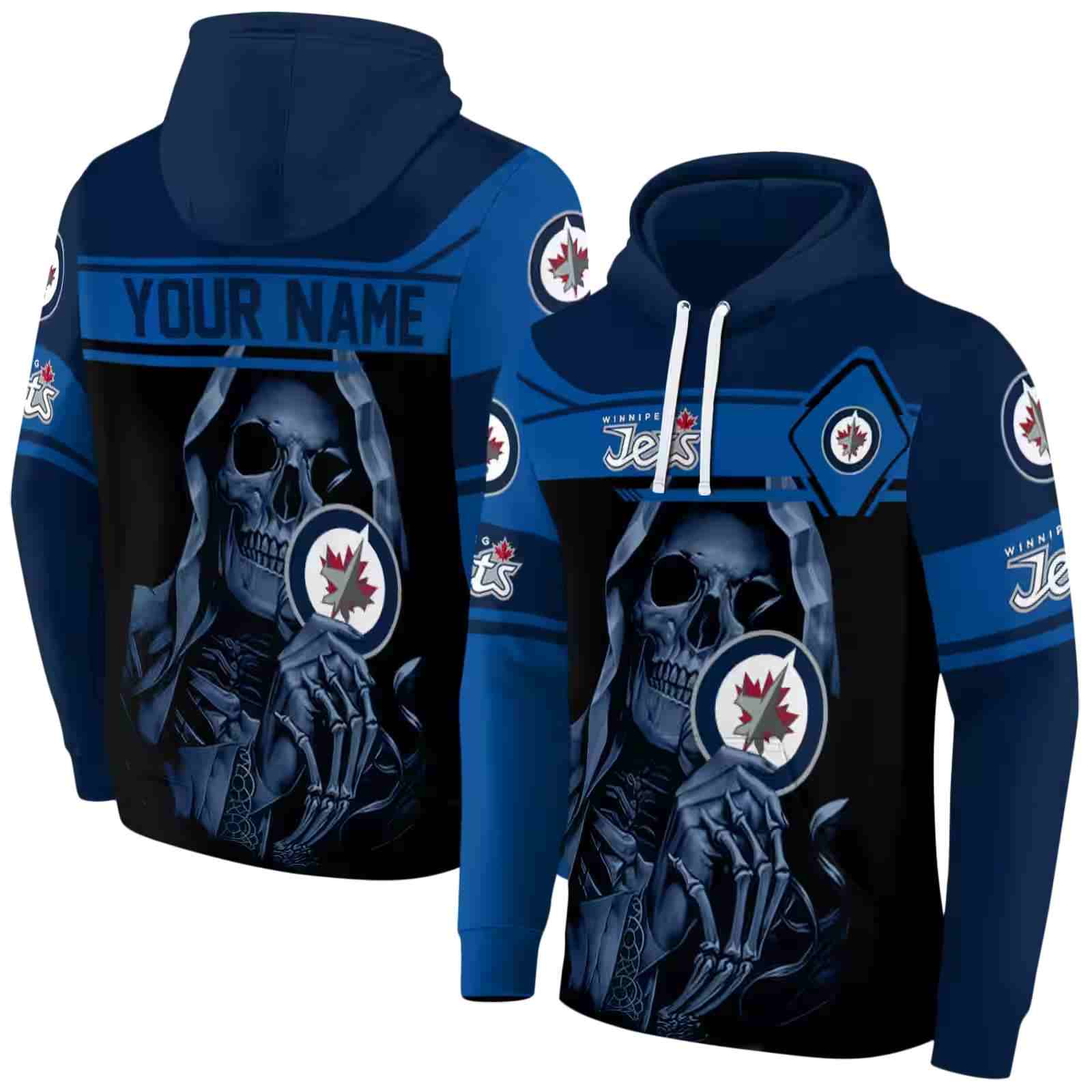 customized winnipeg jets grim reaper blue black hoodie fashion forward