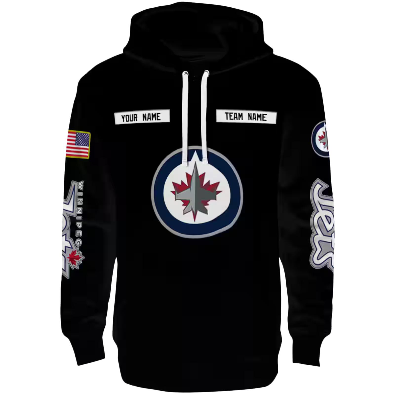 Customized Winnipeg Jets Punisher Skull Black Hoodie