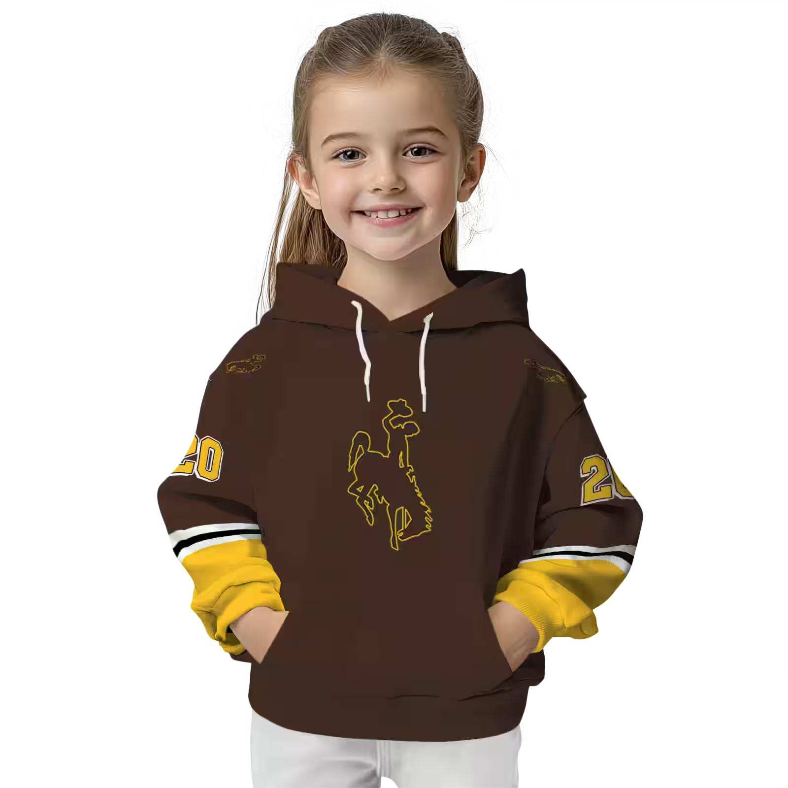 customized wyoming cowboys striped sleeves brown hoodie top rated