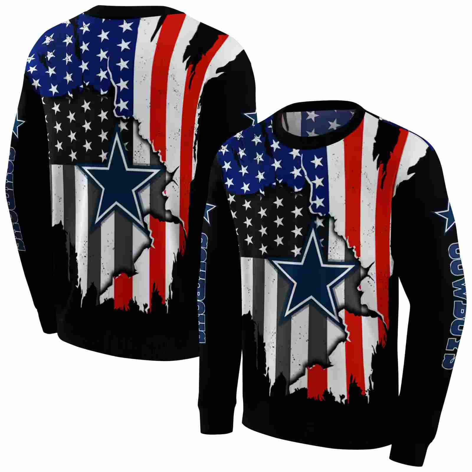 dallas cowboys american pride black hoodie premium grade