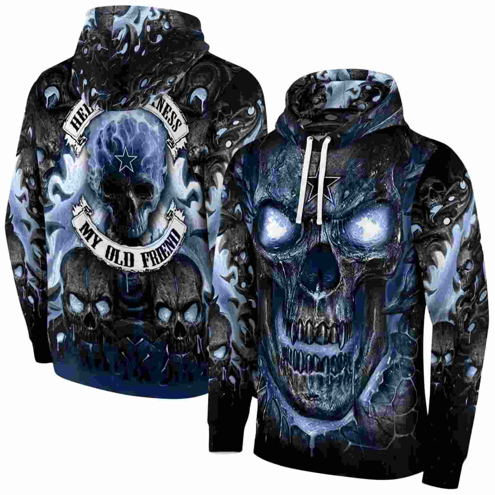 dallas cowboys demonic skull blue black hoodie fashion forward