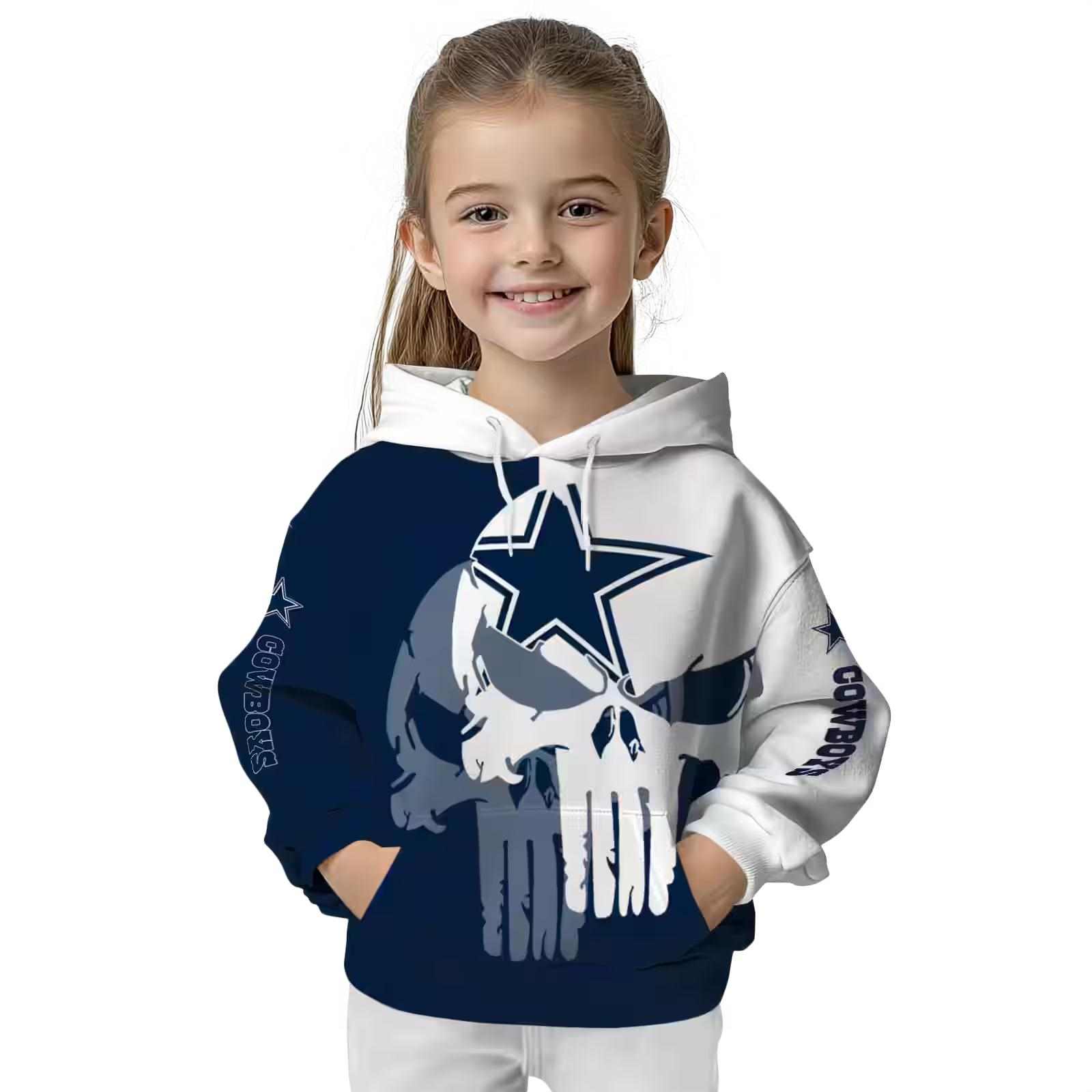 dallas cowboys graphic punisher blue white hoodie top rated