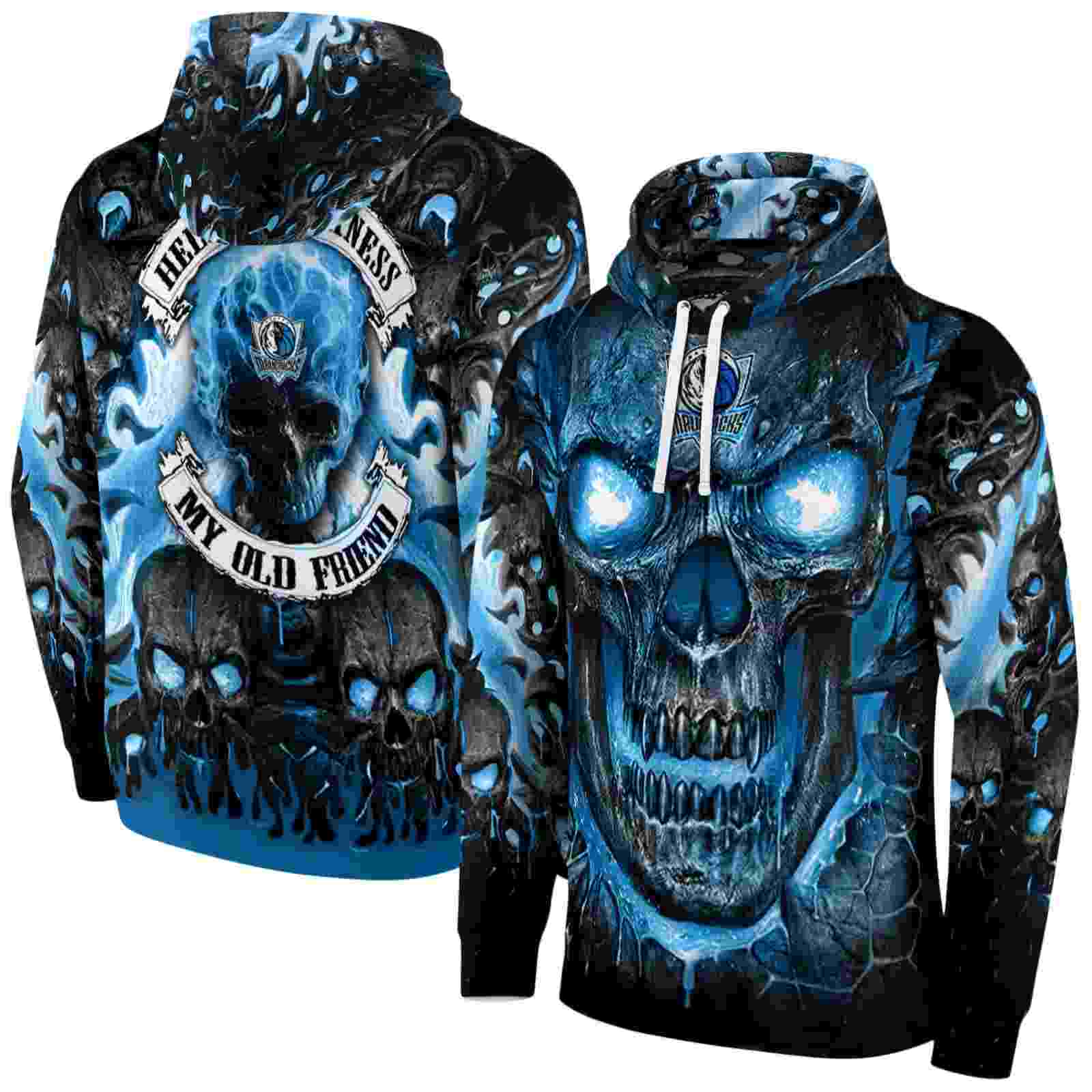 dallas mavericks demonic skull blue black hoodie fashion forward