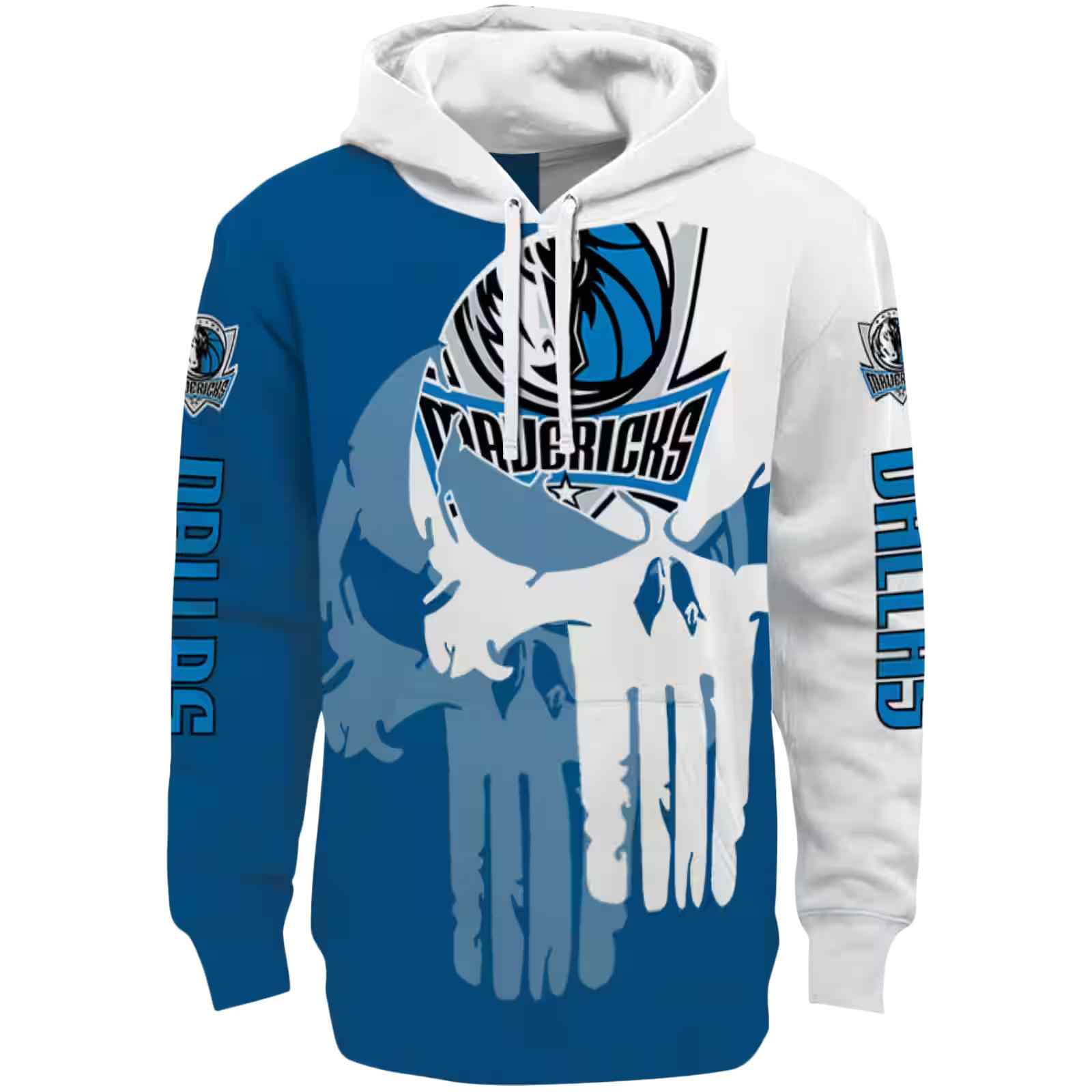 Dallas Mavericks Graphic Punisher Blue White Hoodie