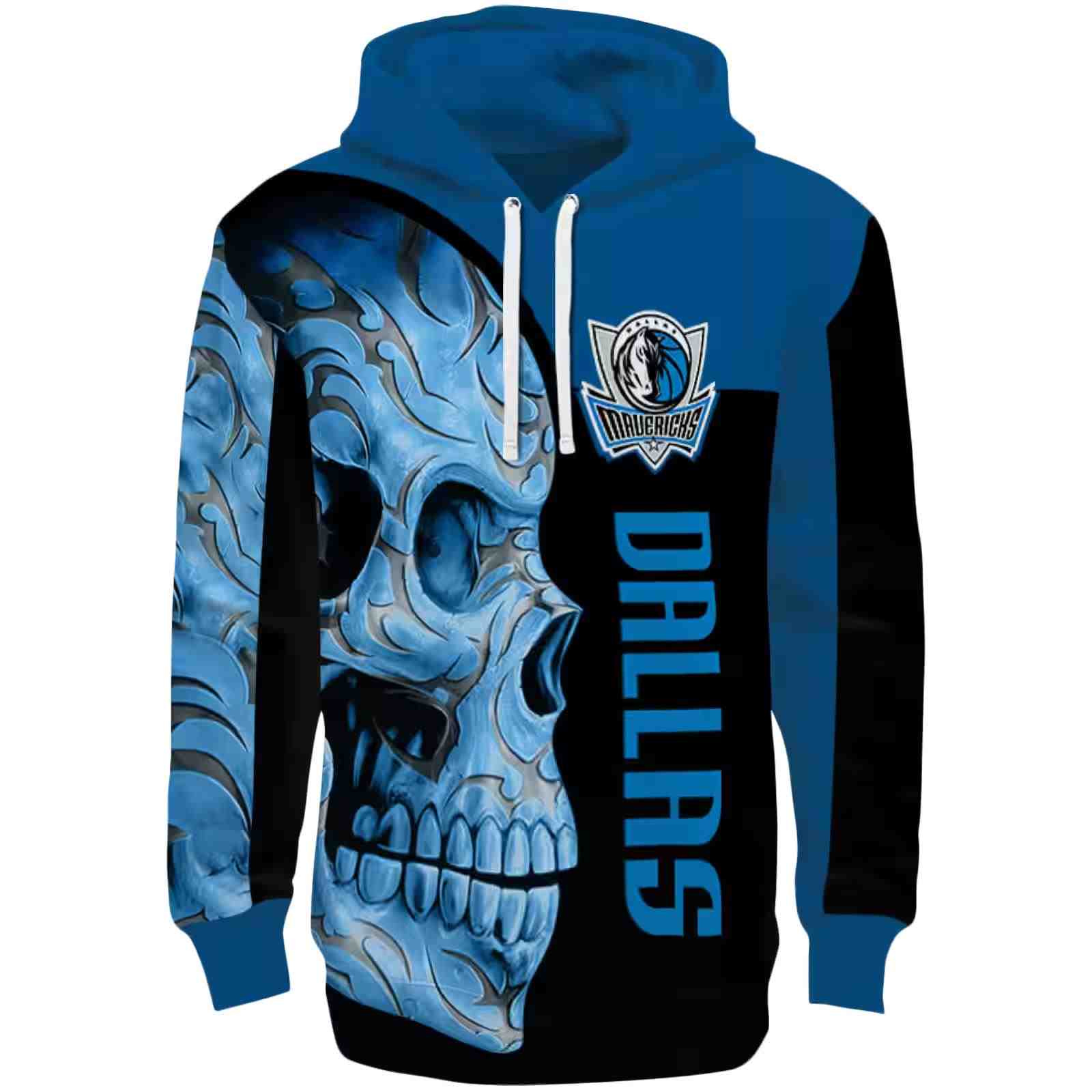 Dallas Mavericks Skull Motif Blue Black Hoodie