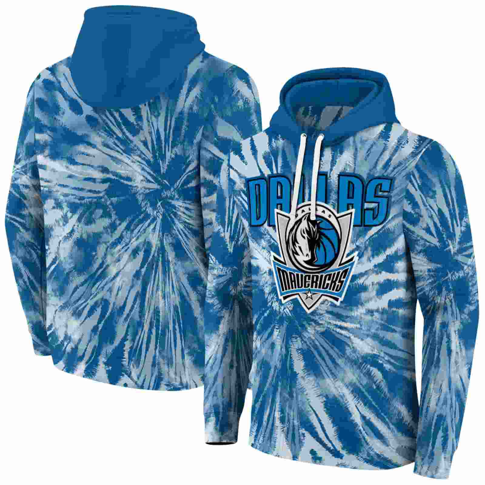 dallas mavericks tie dye pattern blue hoodie fashion forward