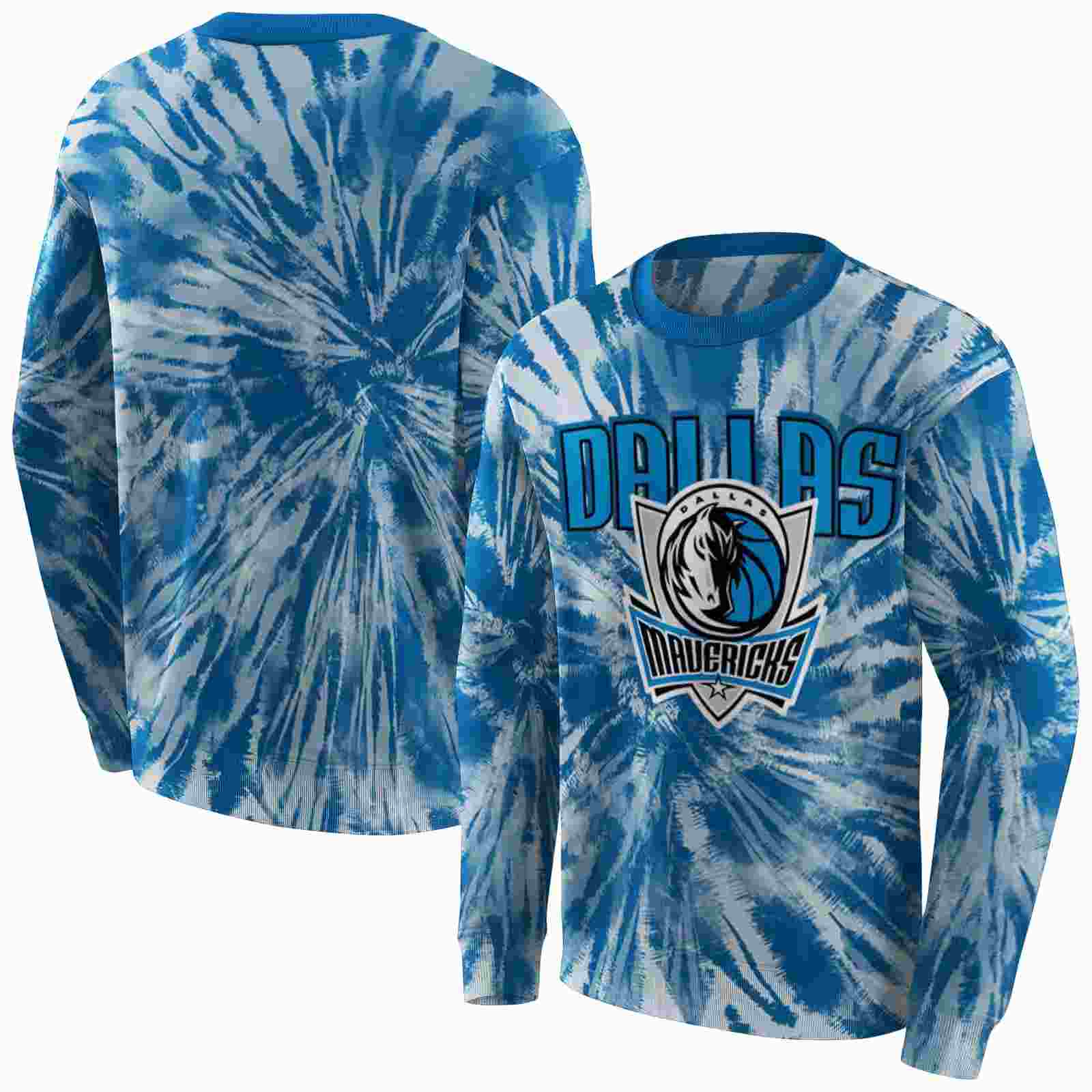 dallas mavericks tie dye pattern blue hoodie premium grade