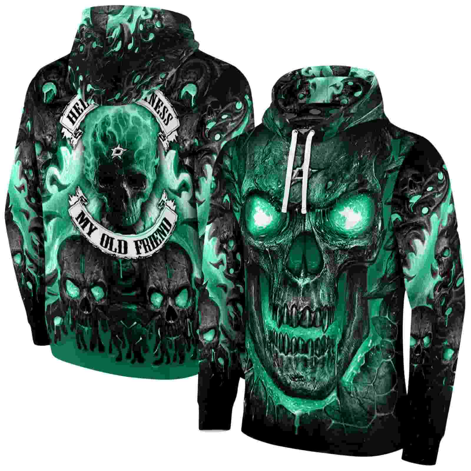 dallas stars demonic skull green black hoodie fashion forward