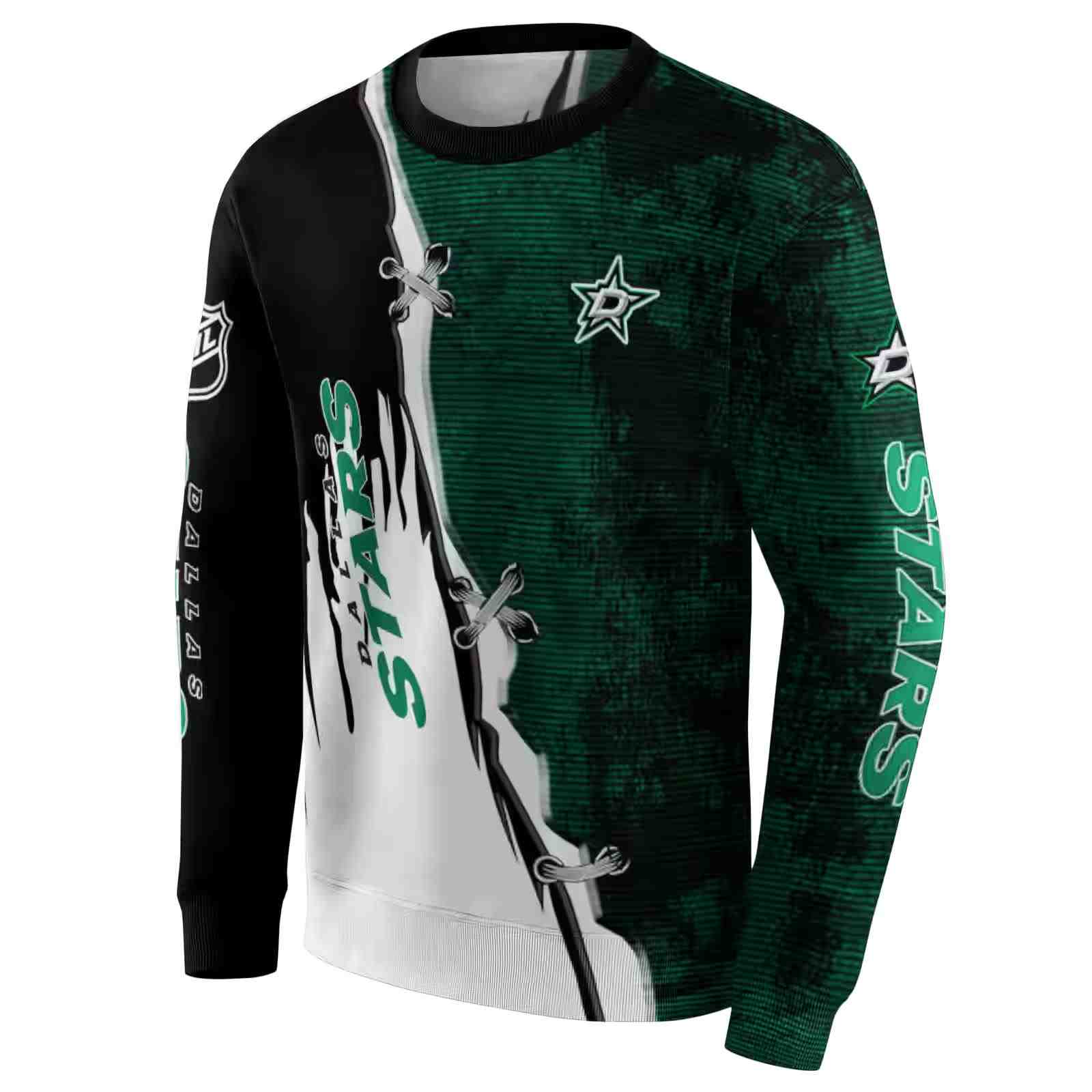 dallas stars ripped pattern green black white hoodie new arrival