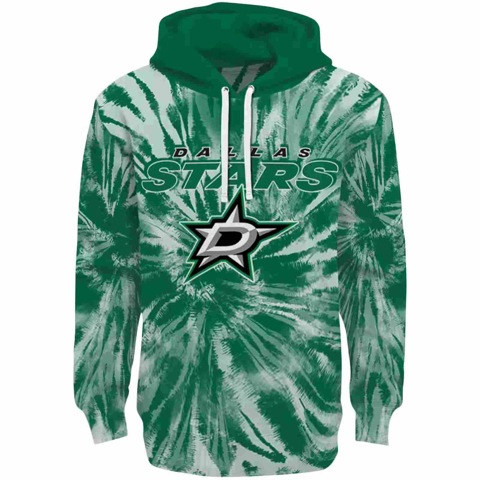 Dallas Stars Tie Dye Pattern Green Hoodie