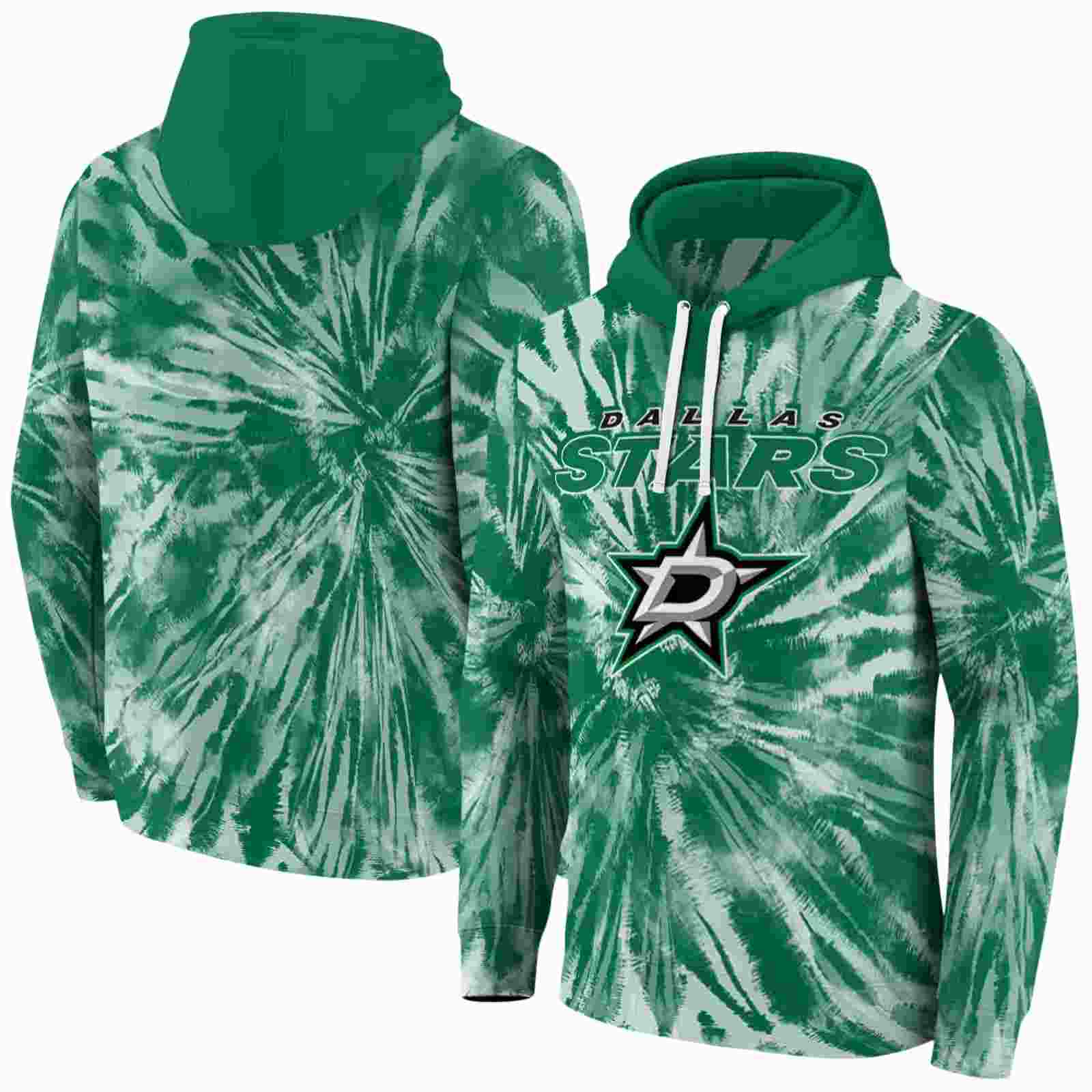 dallas stars tie dye pattern green hoodie fashion forward