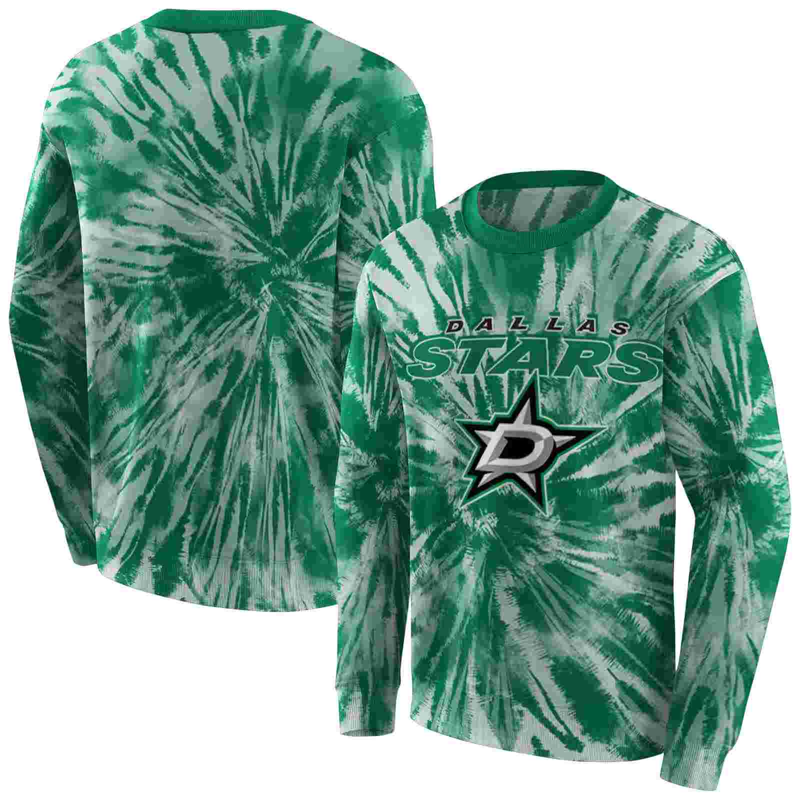 dallas stars tie dye pattern green hoodie premium grade