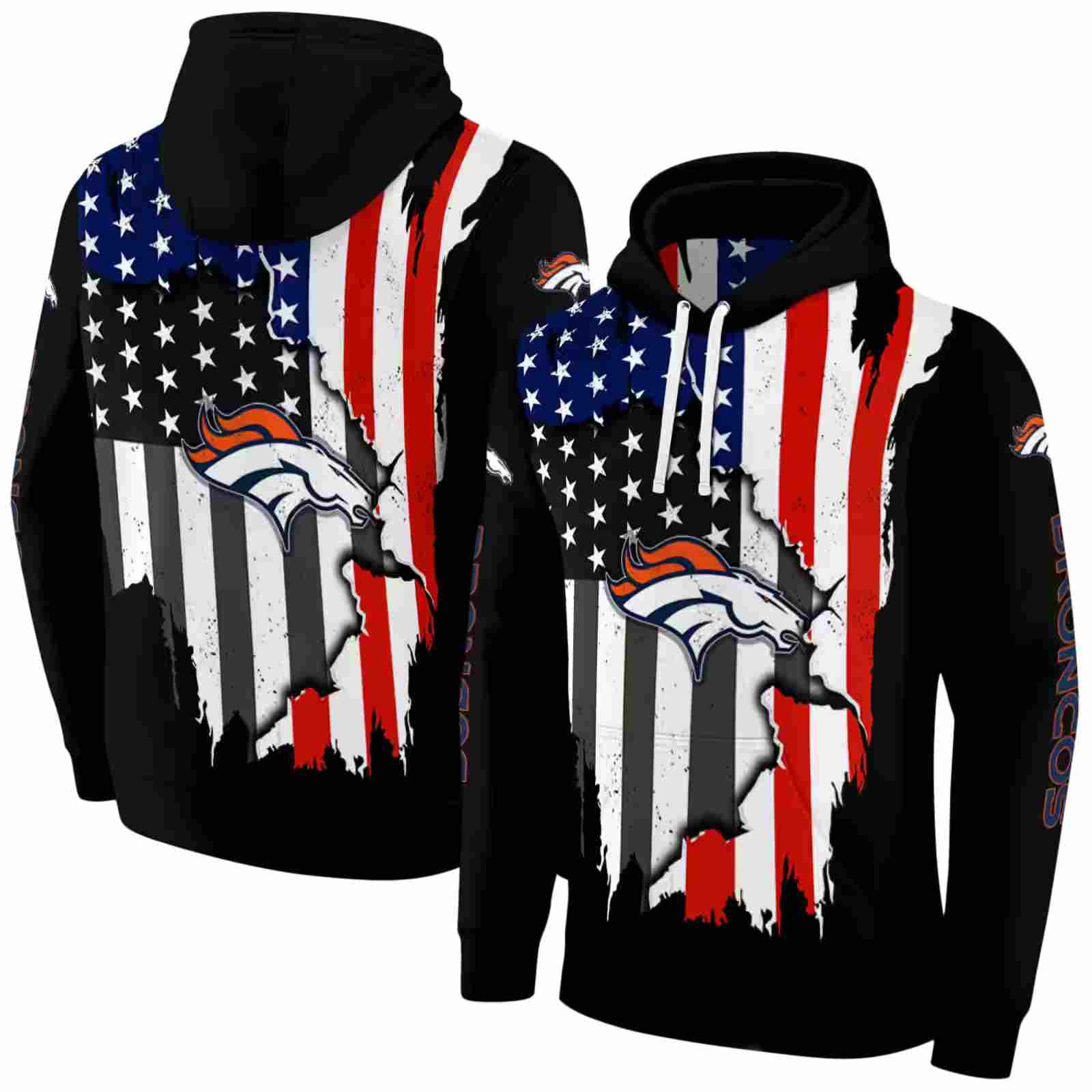 denver broncos american pride black hoodie fashion forward