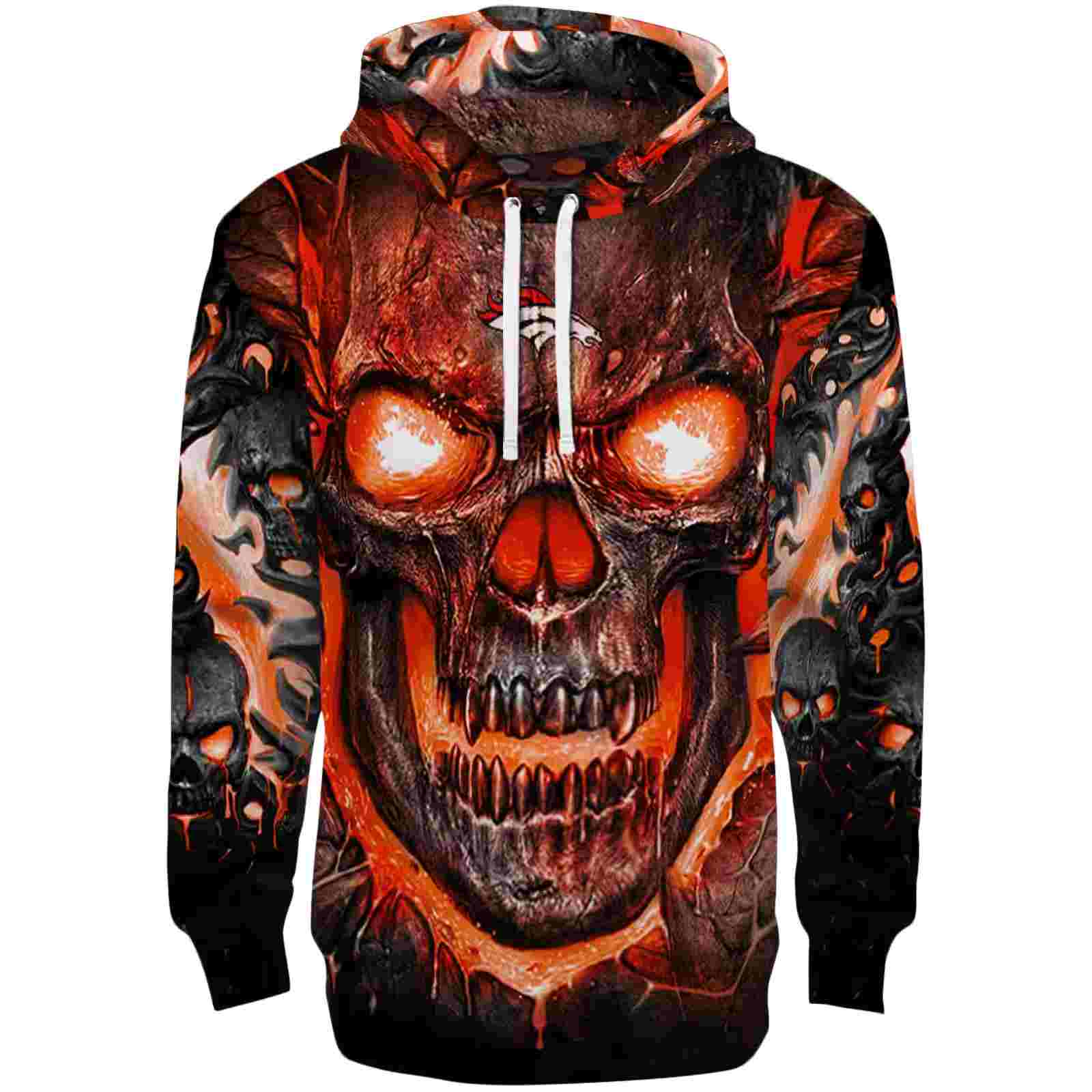 Denver Broncos Demonic Skull Orange Black Hoodie