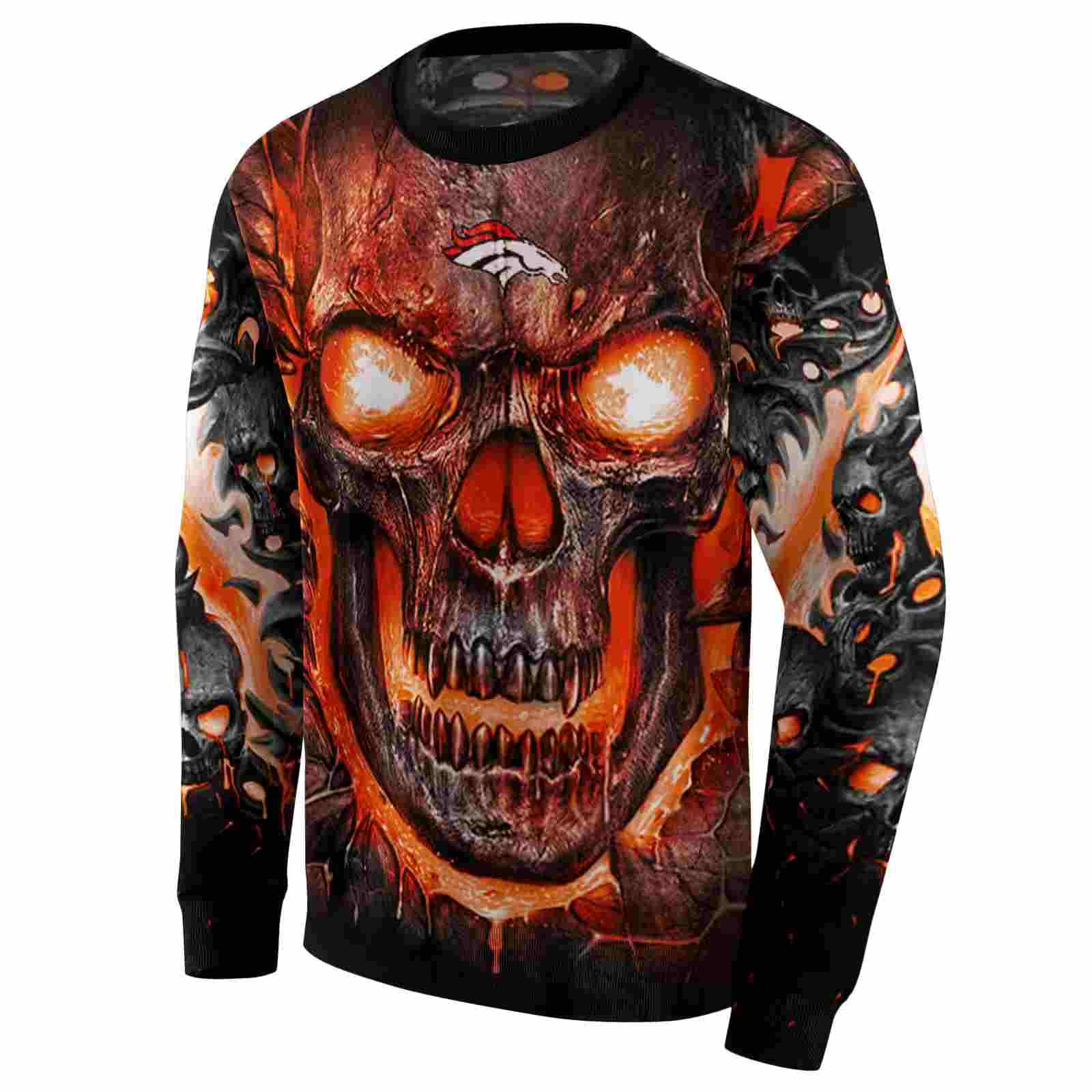 denver broncos demonic skull orange black hoodie new arrival