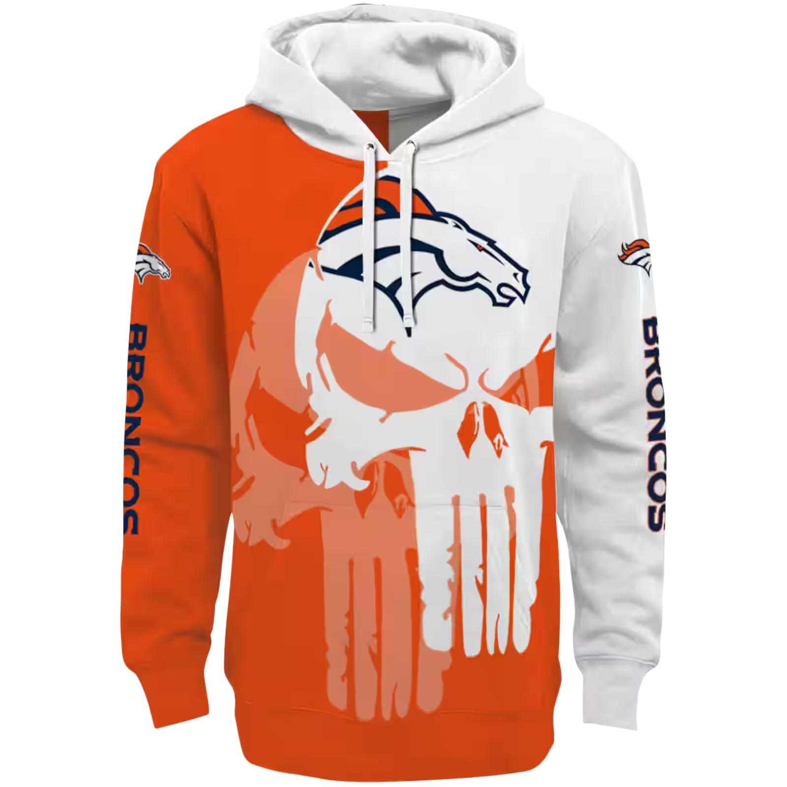 Denver Broncos Graphic Punisher Orange White Hoodie