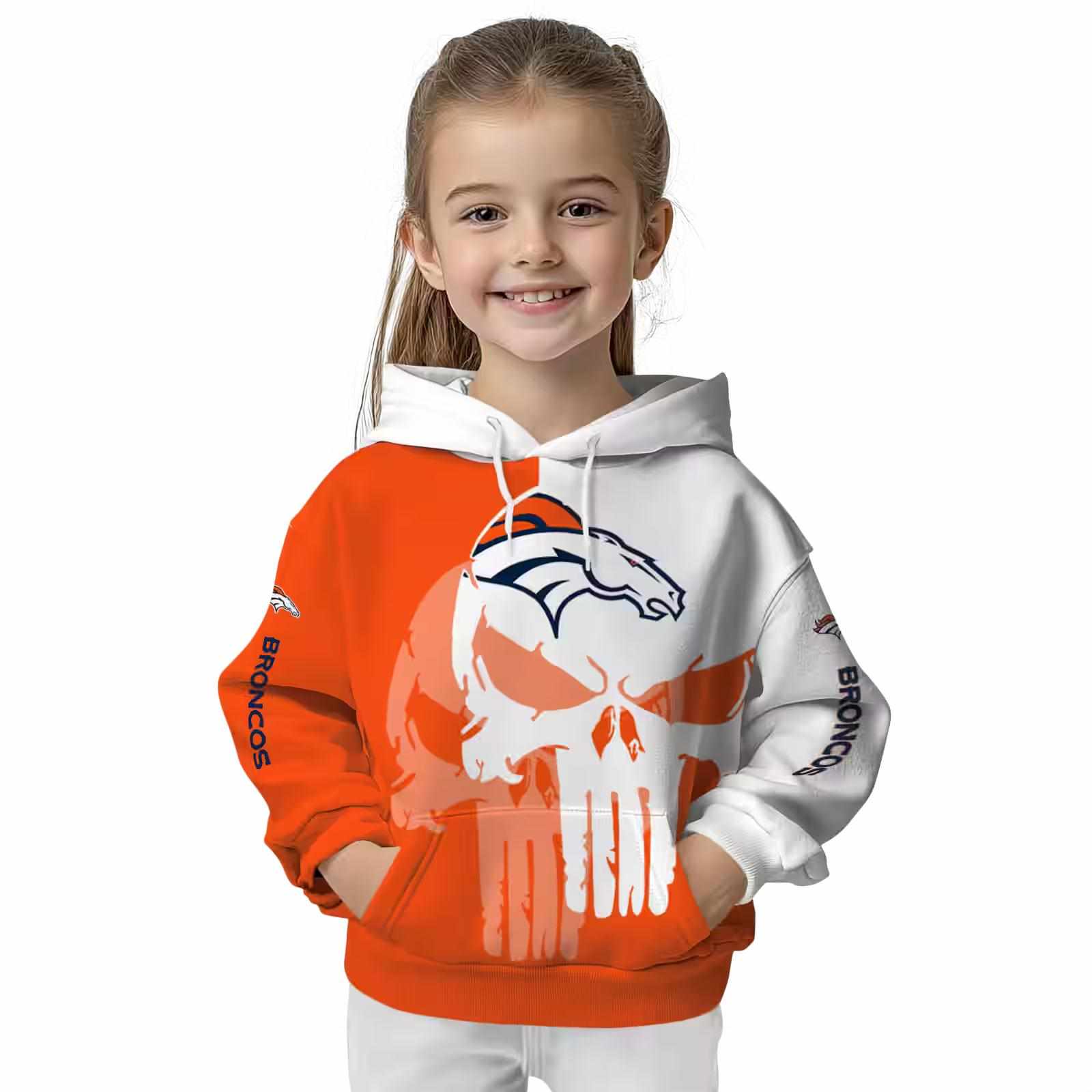 denver broncos graphic punisher orange white hoodie top rated